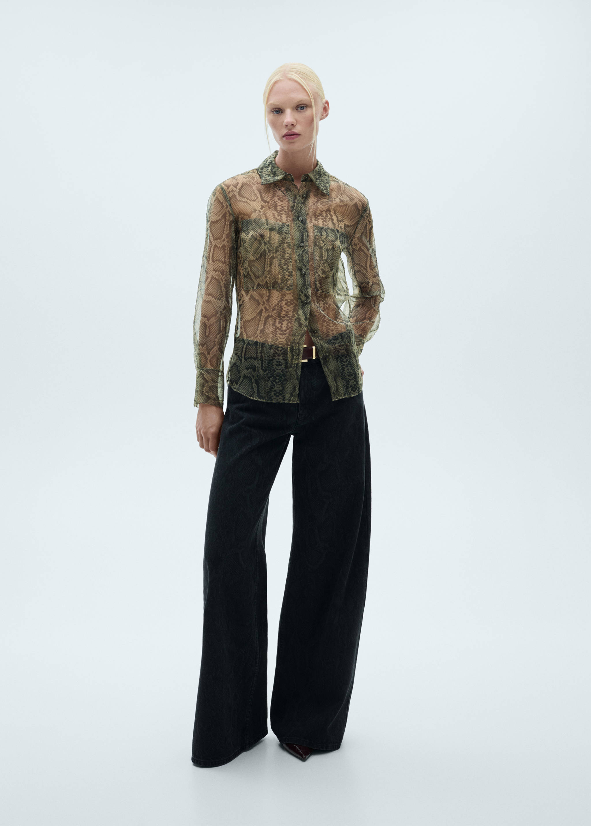 Animal print semi-transparent organza shirt - Details of the article 2