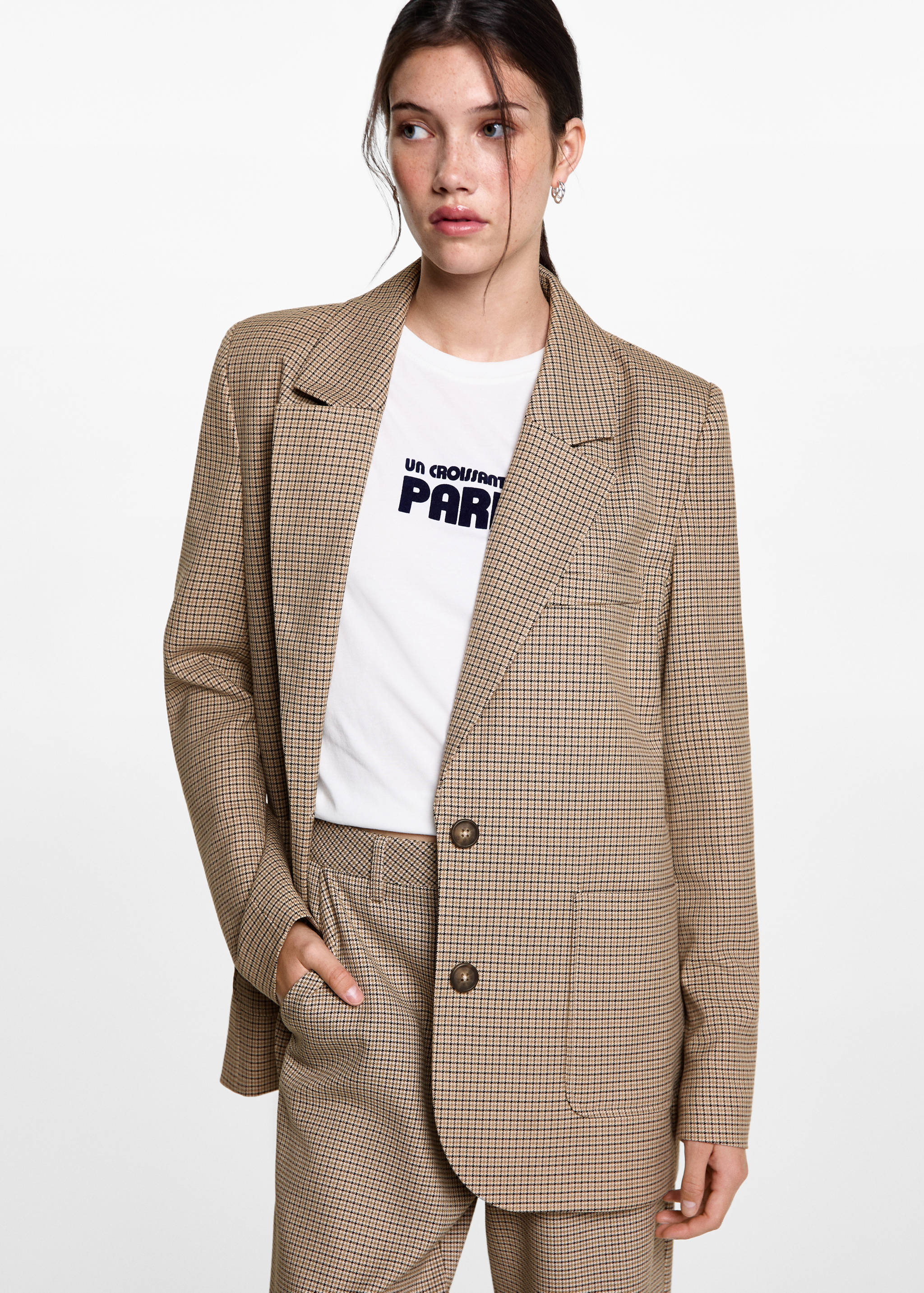 Houndstooth wool-blend blazer - Medium plane