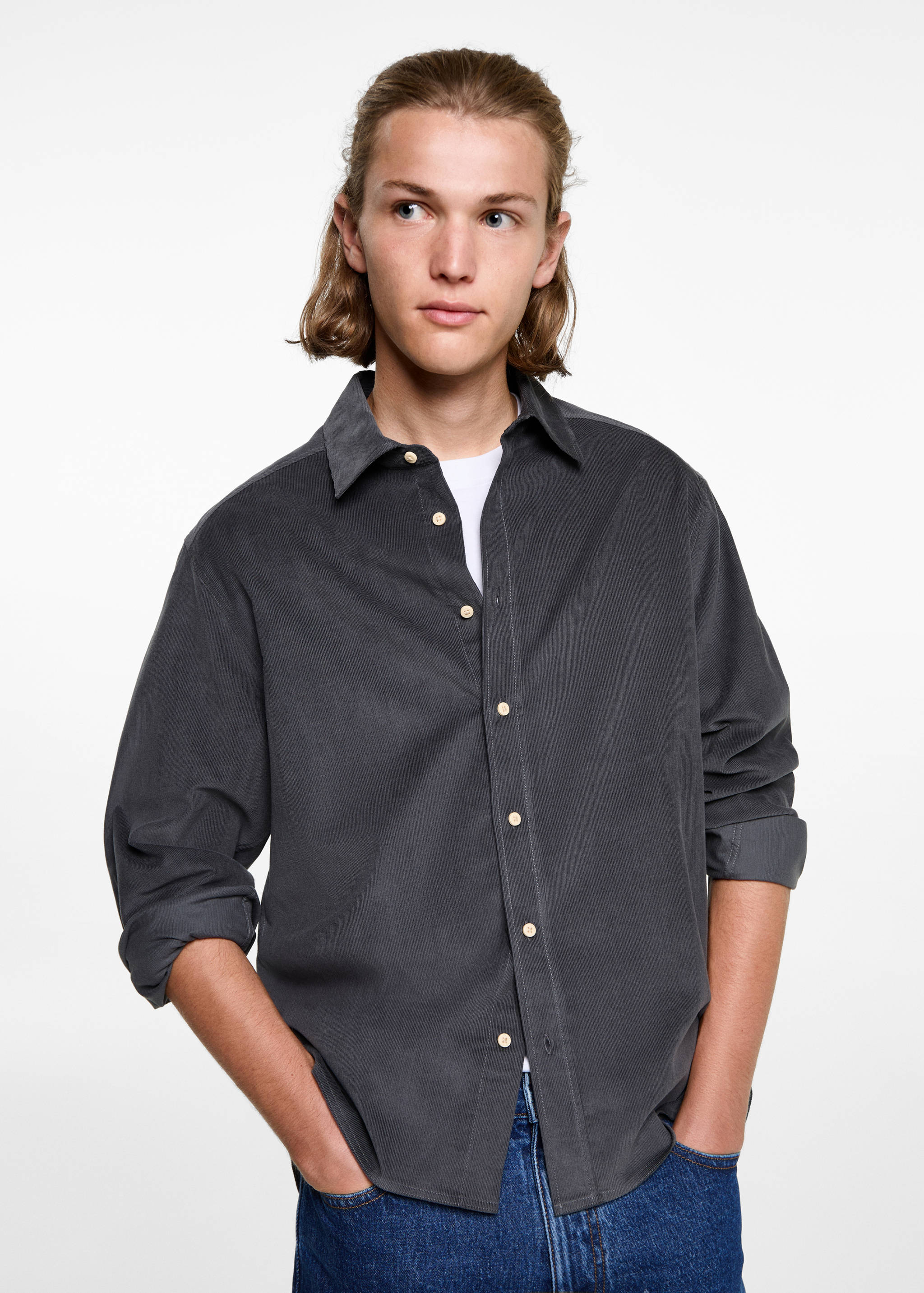 Chemise velours côtelé regular fit - Plan moyen