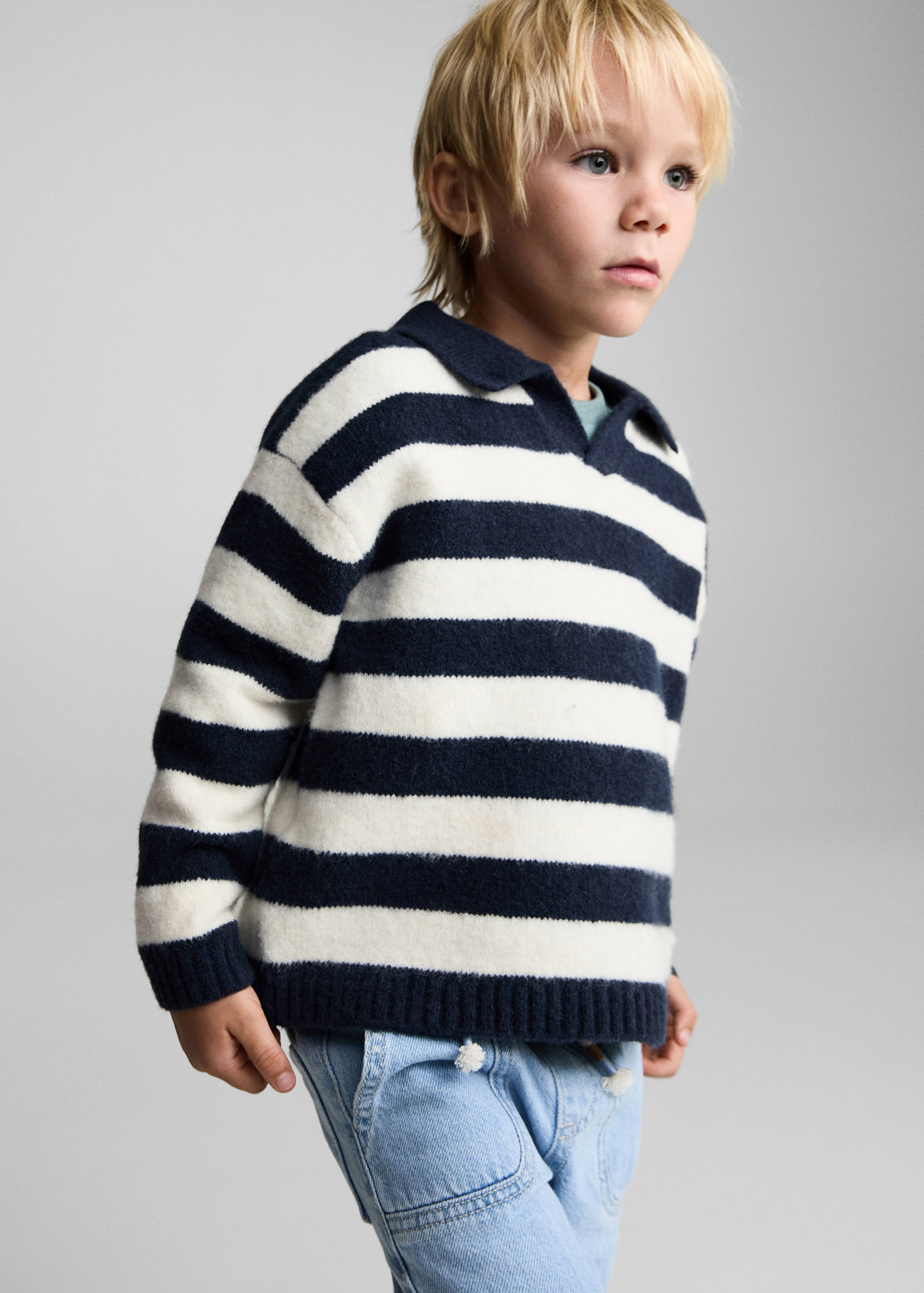 Striped polo-neck sweater - Medium plane