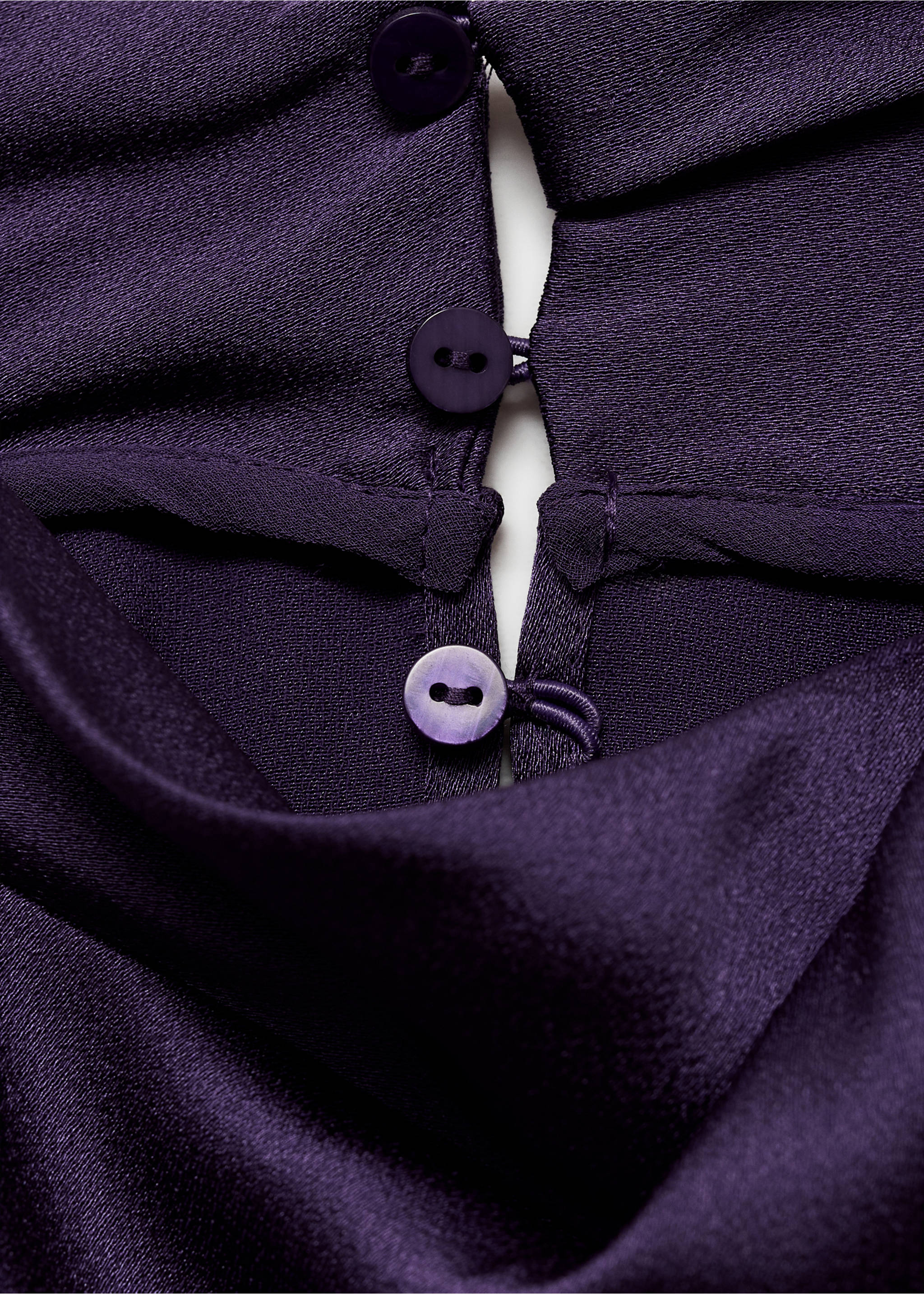 Turtleneck draped satin blouse - Details of the article 0, Purple. Ref: 77067715-00.
