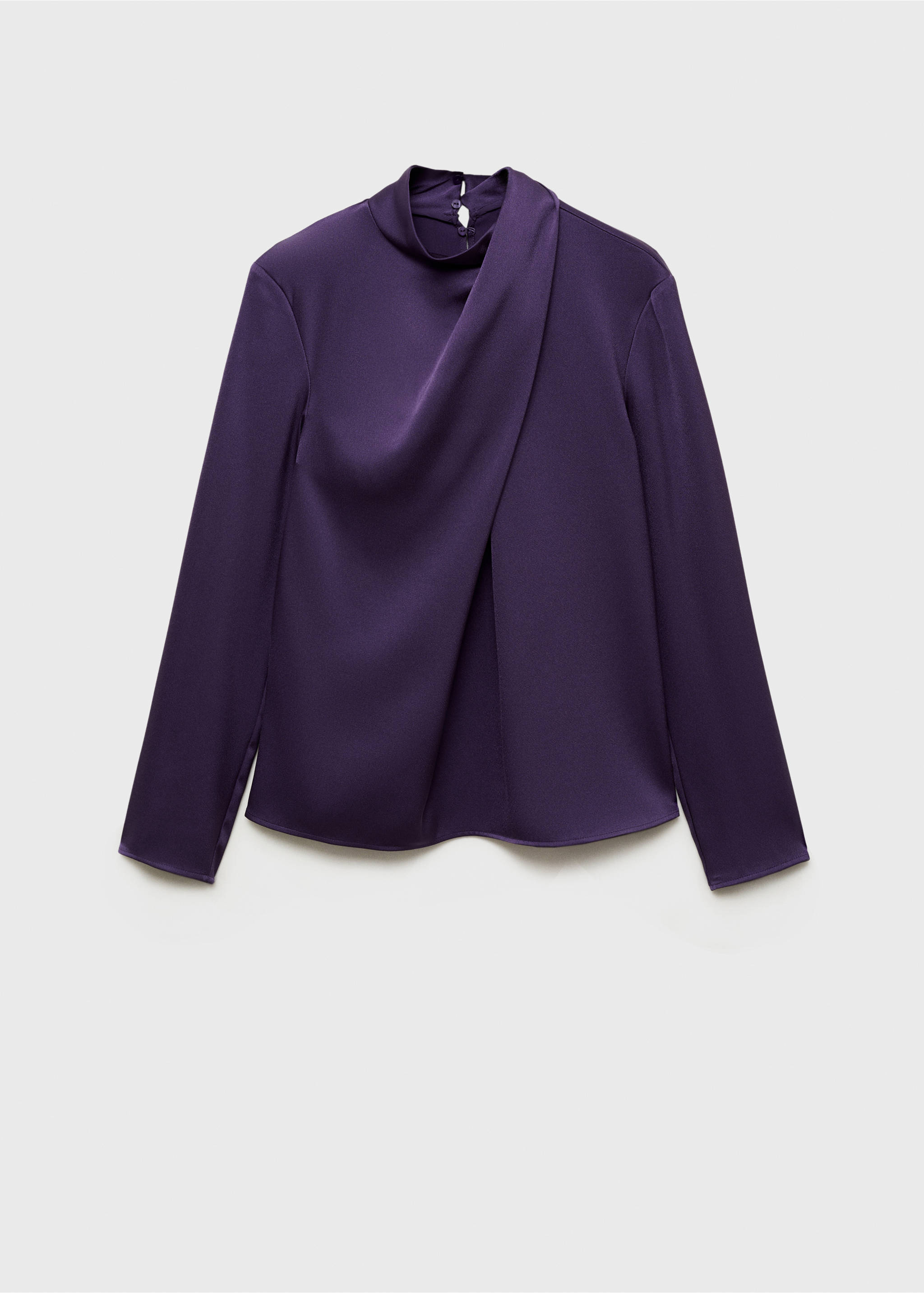 Turtleneck draped satin blouse - Article without model, Purple. Ref: 77067715-00.