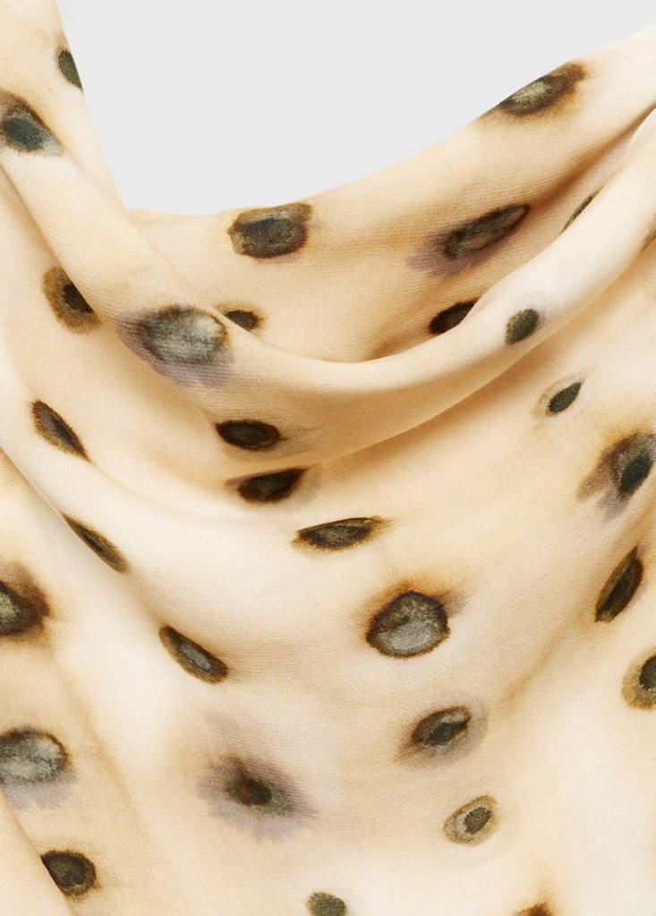 Polka-dot asymmetrical dress — Beige