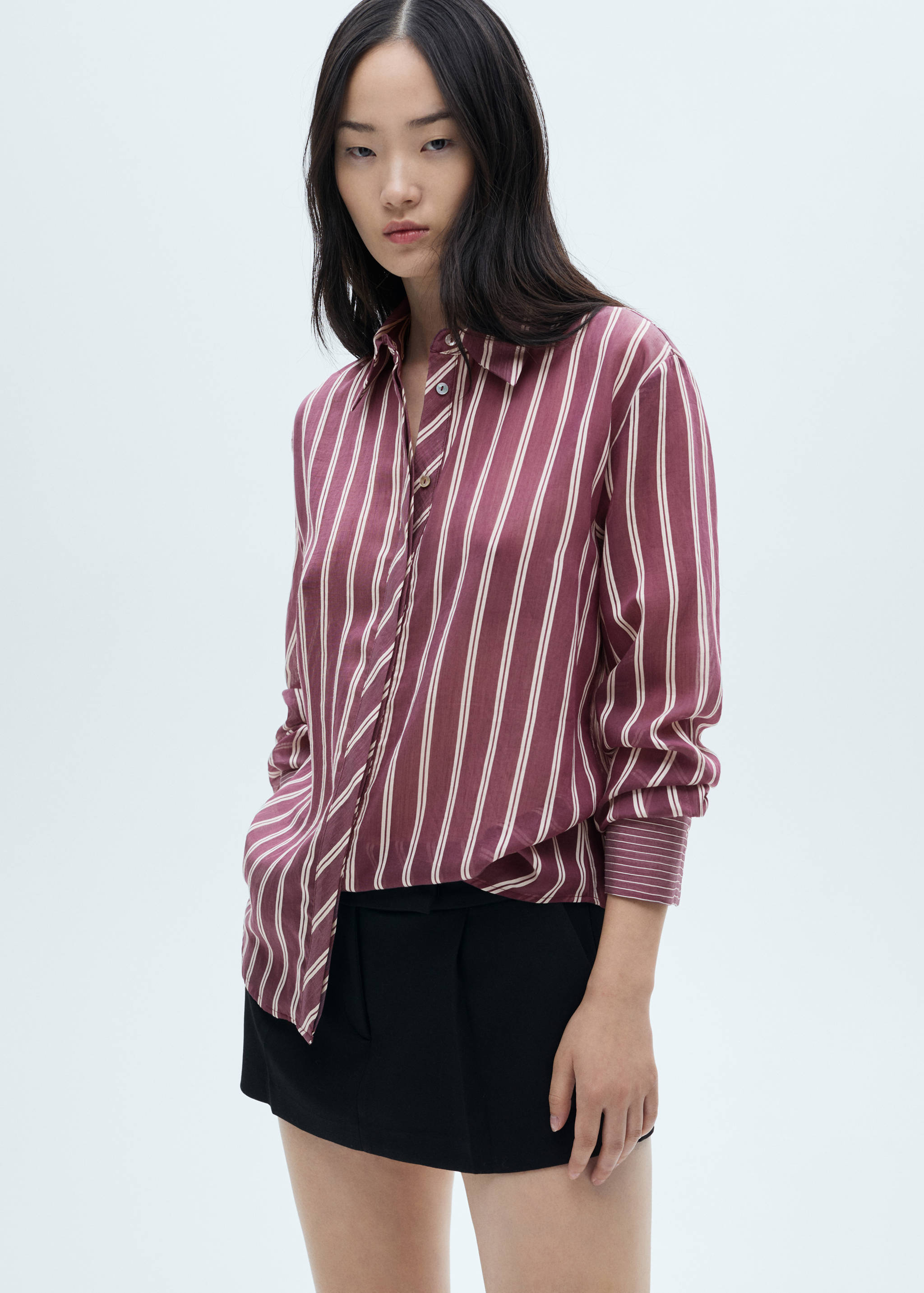 Striped lyocell shirt - Details of the article 4