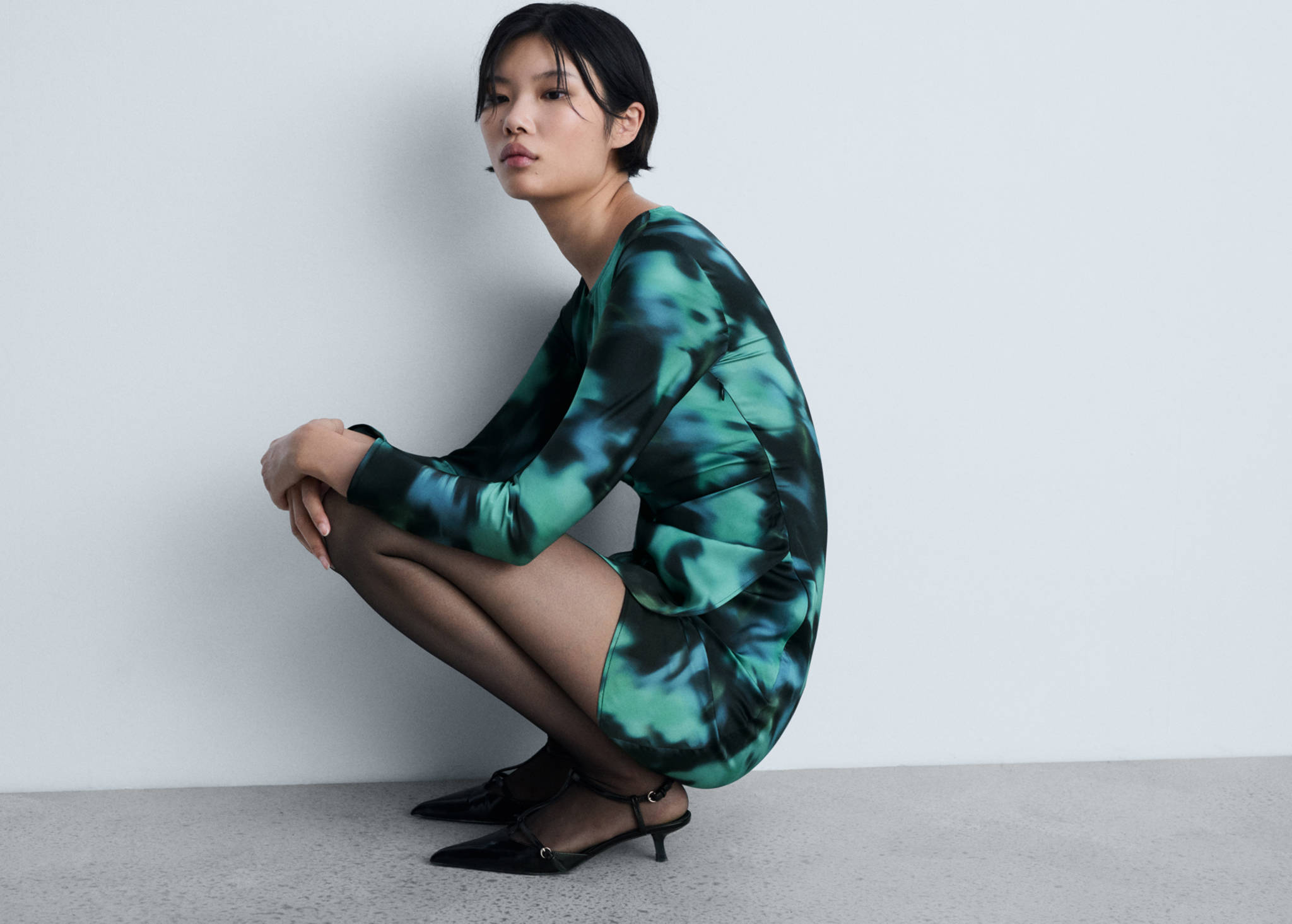 Printed short dress - Panoramic plane