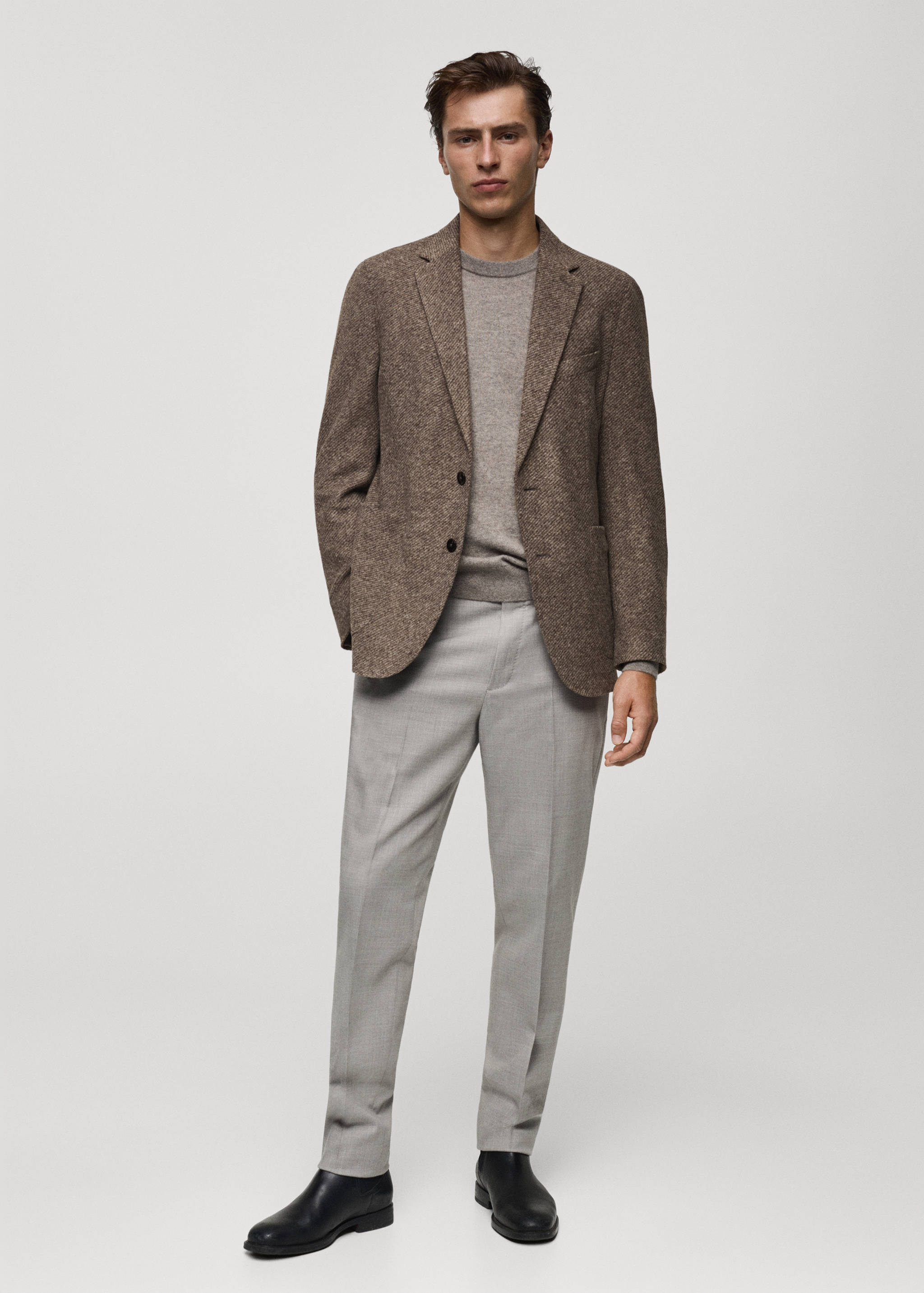 Italian virgin wool flannel tailored jacket - General plane