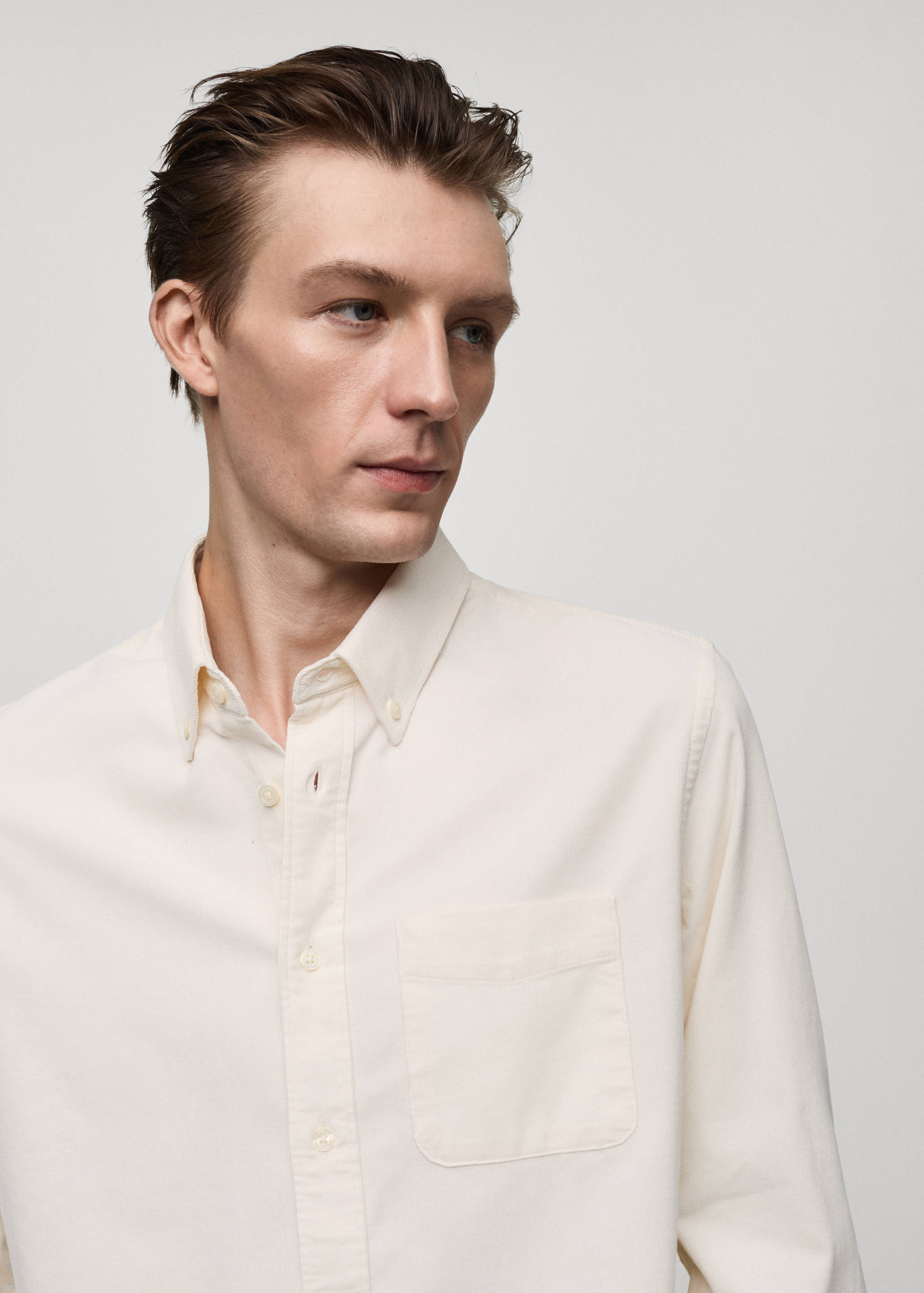 Classic-fit micro-corduroy shirt - Details of the article 1