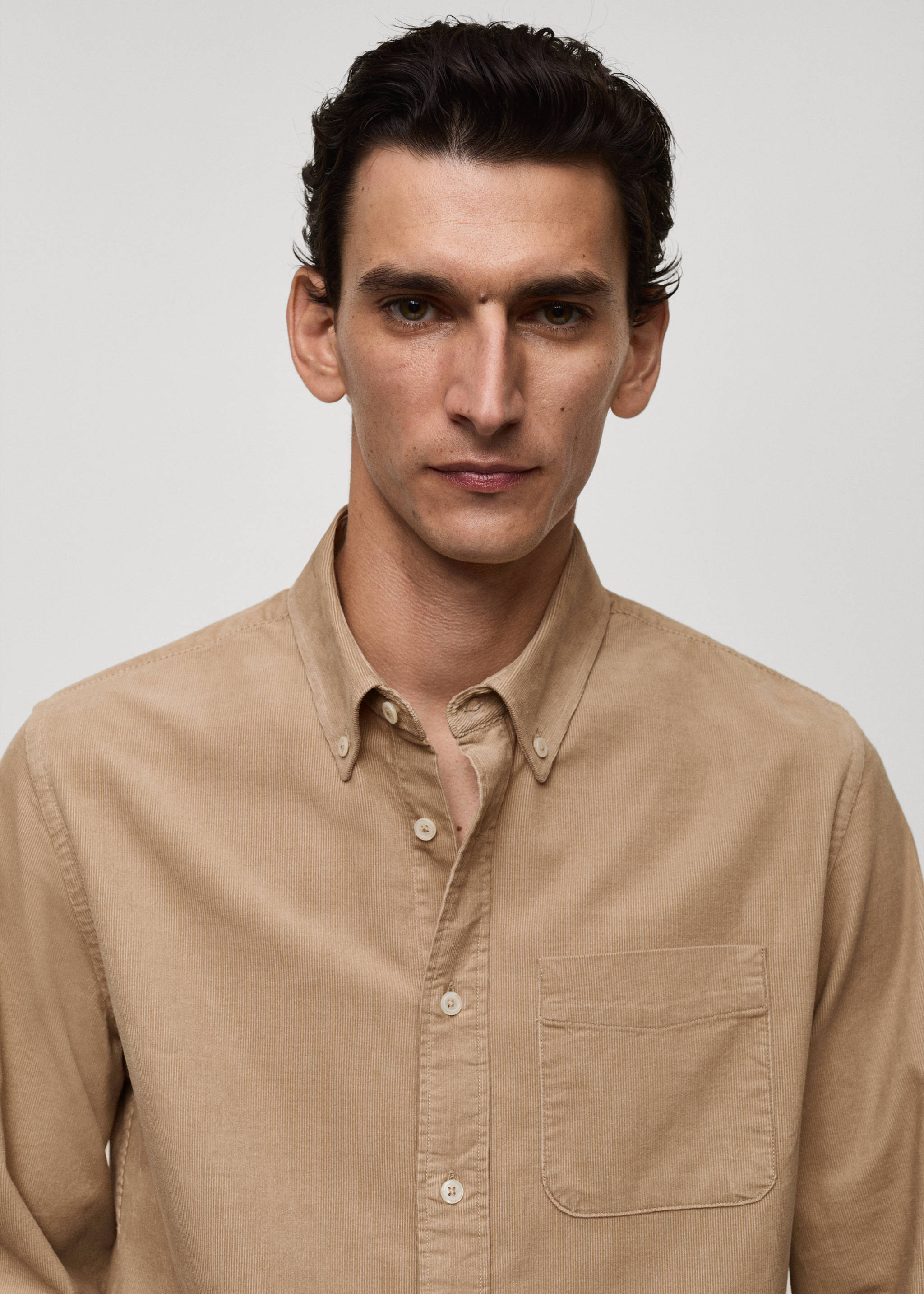 Classic-fit micro-corduroy shirt - Details of the article 1