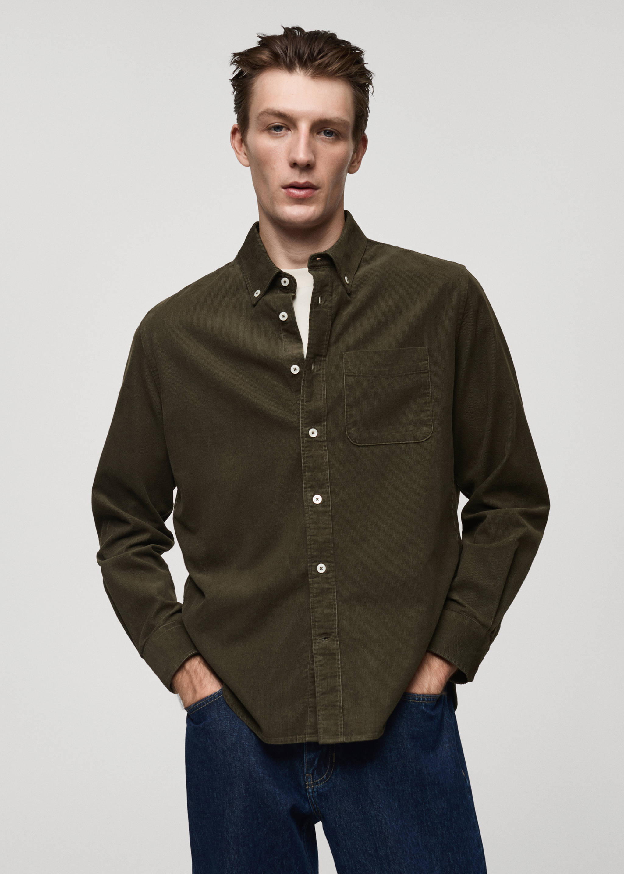 Classic-fit micro-corduroy shirt - Medium plane