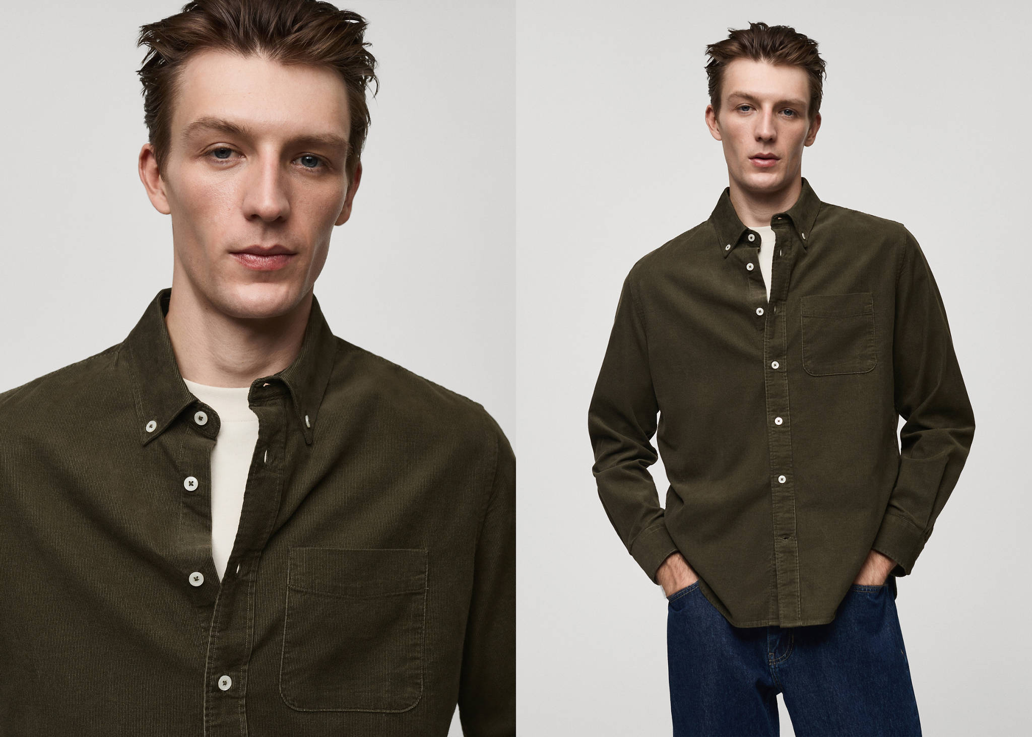 Classic-fit micro-corduroy shirt - Panoramic plane