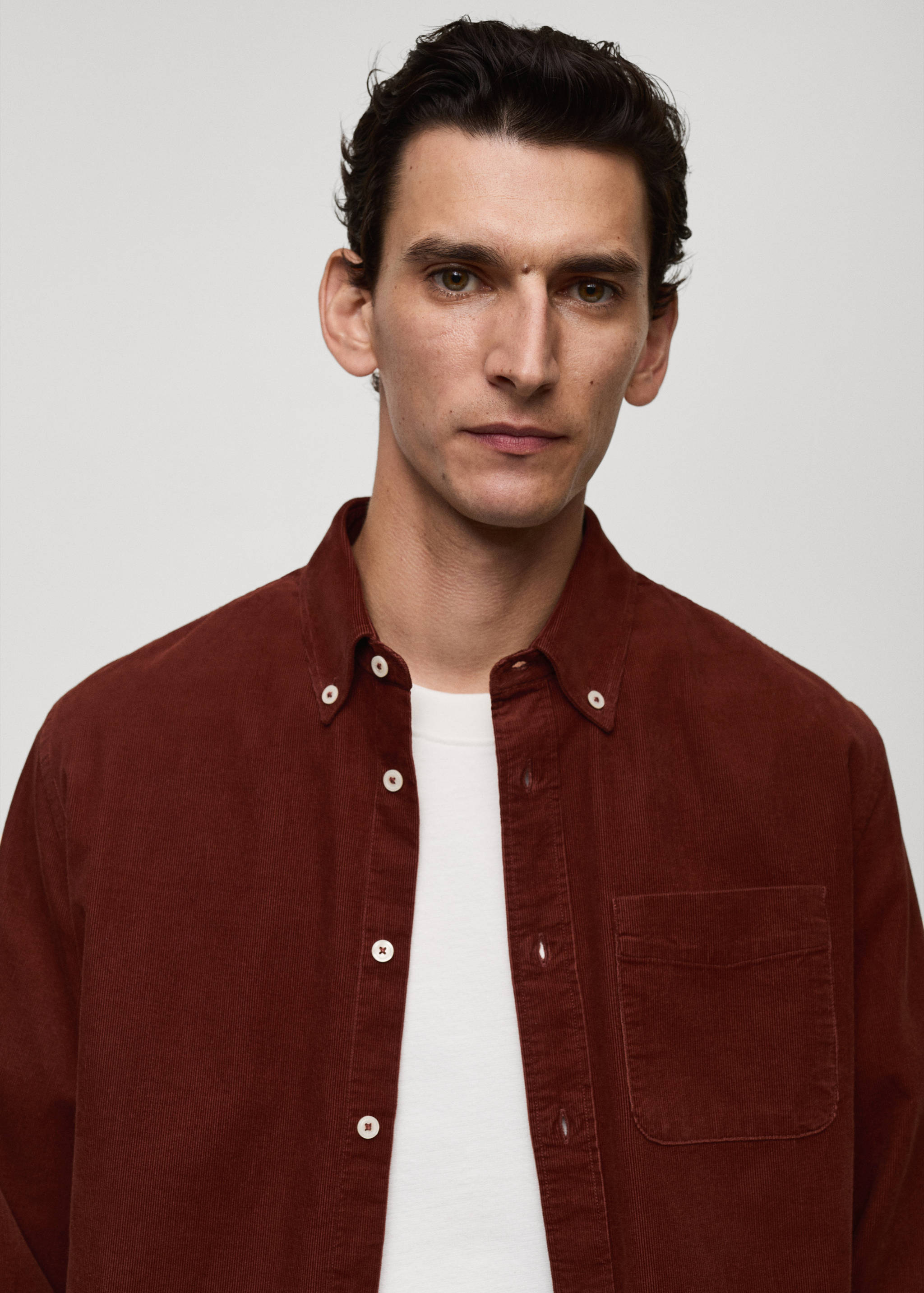 Classic-fit micro-corduroy shirt - Details of the article 1