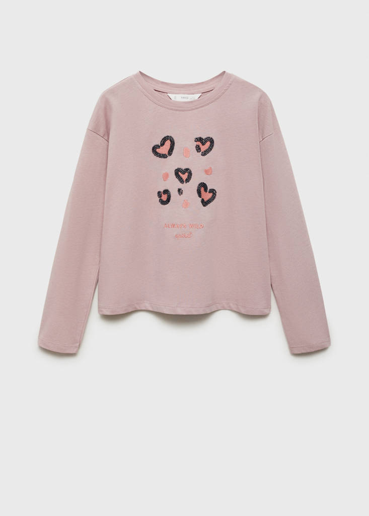 MANGO KIDS - T-shirt brodé perles rose - 11-12 ans - Fille
