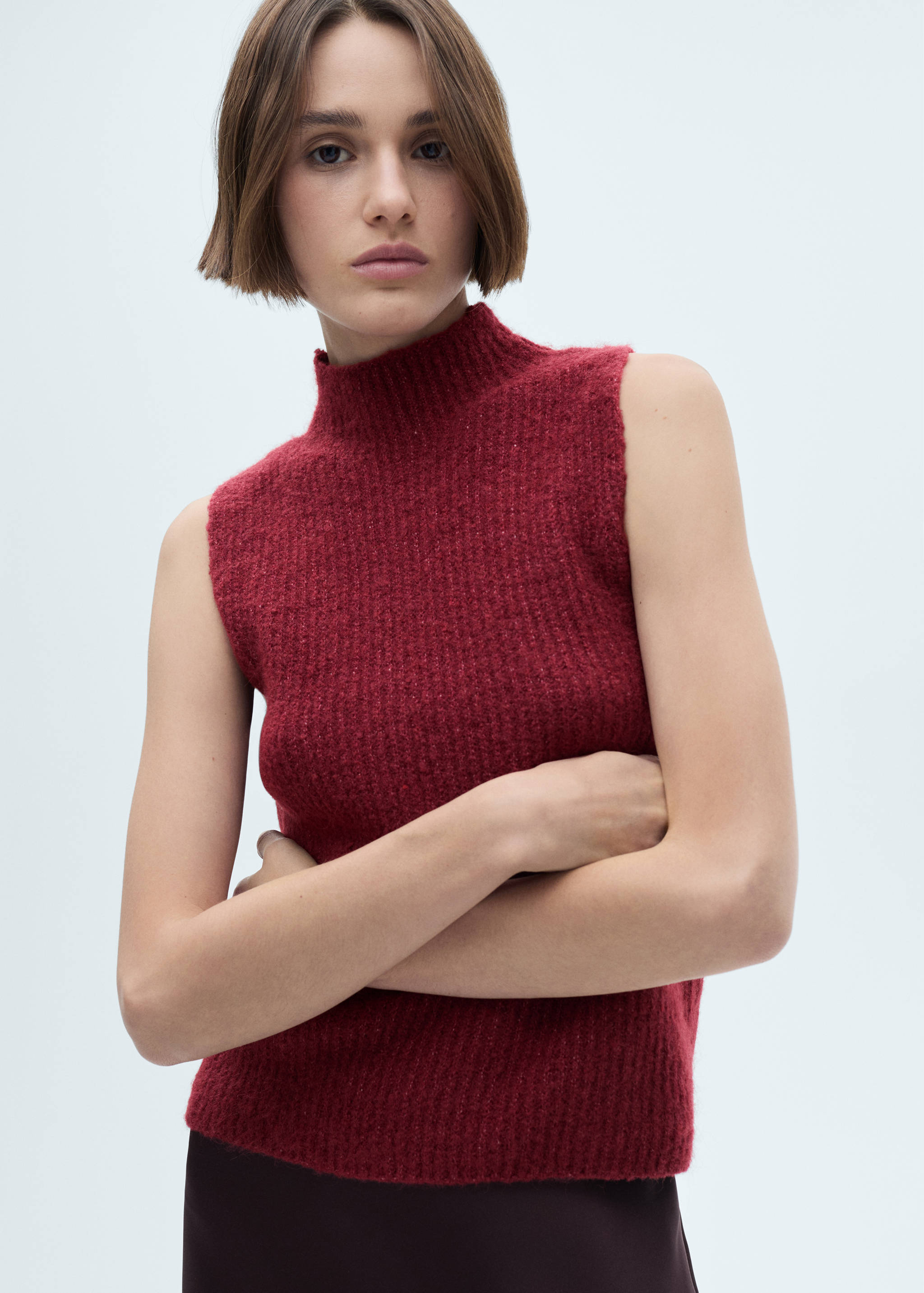 Gilet maille col montant - Plan moyen