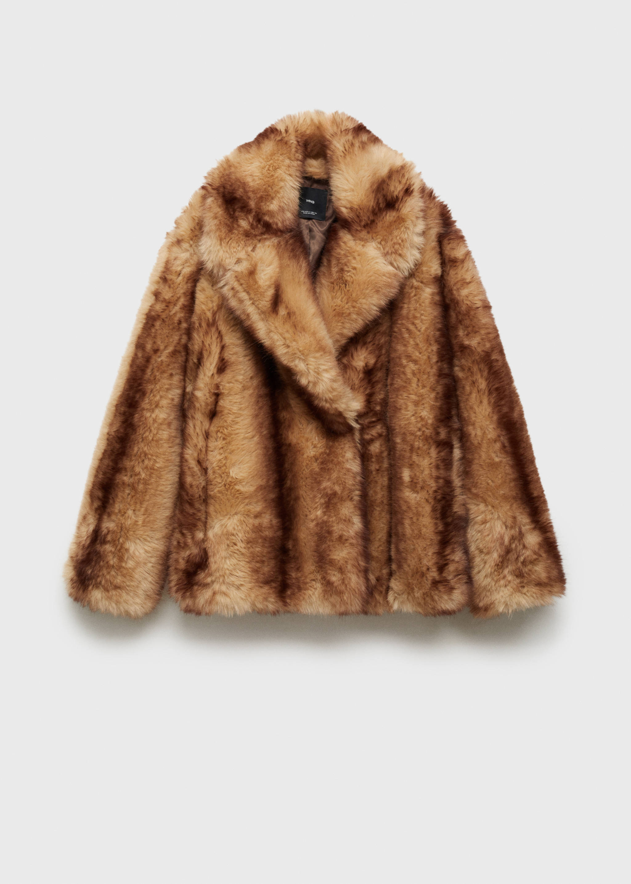 Coat with fur-effect lapels - Article without model