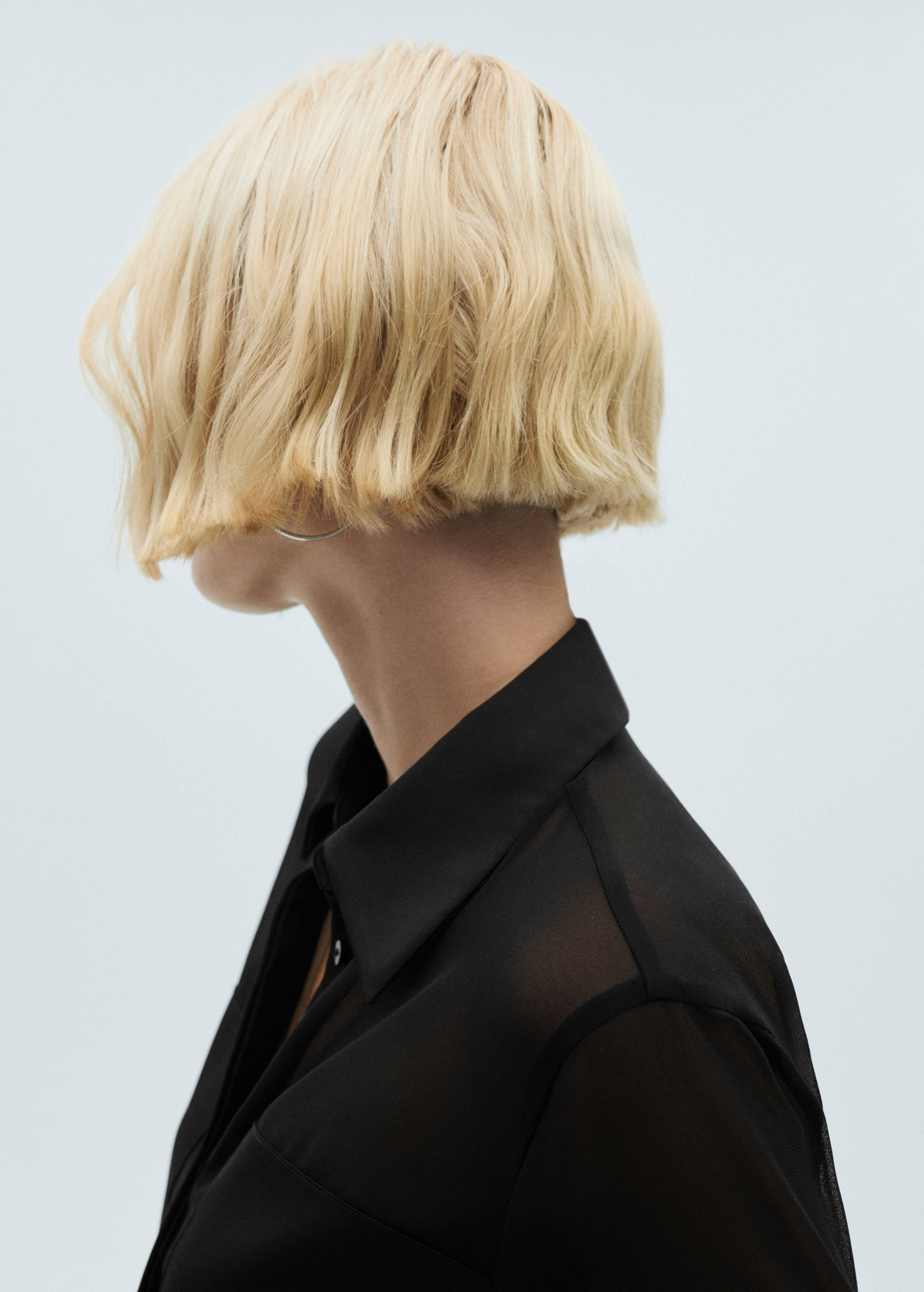 Chiffon shirt with satin panels - Details of the article 1