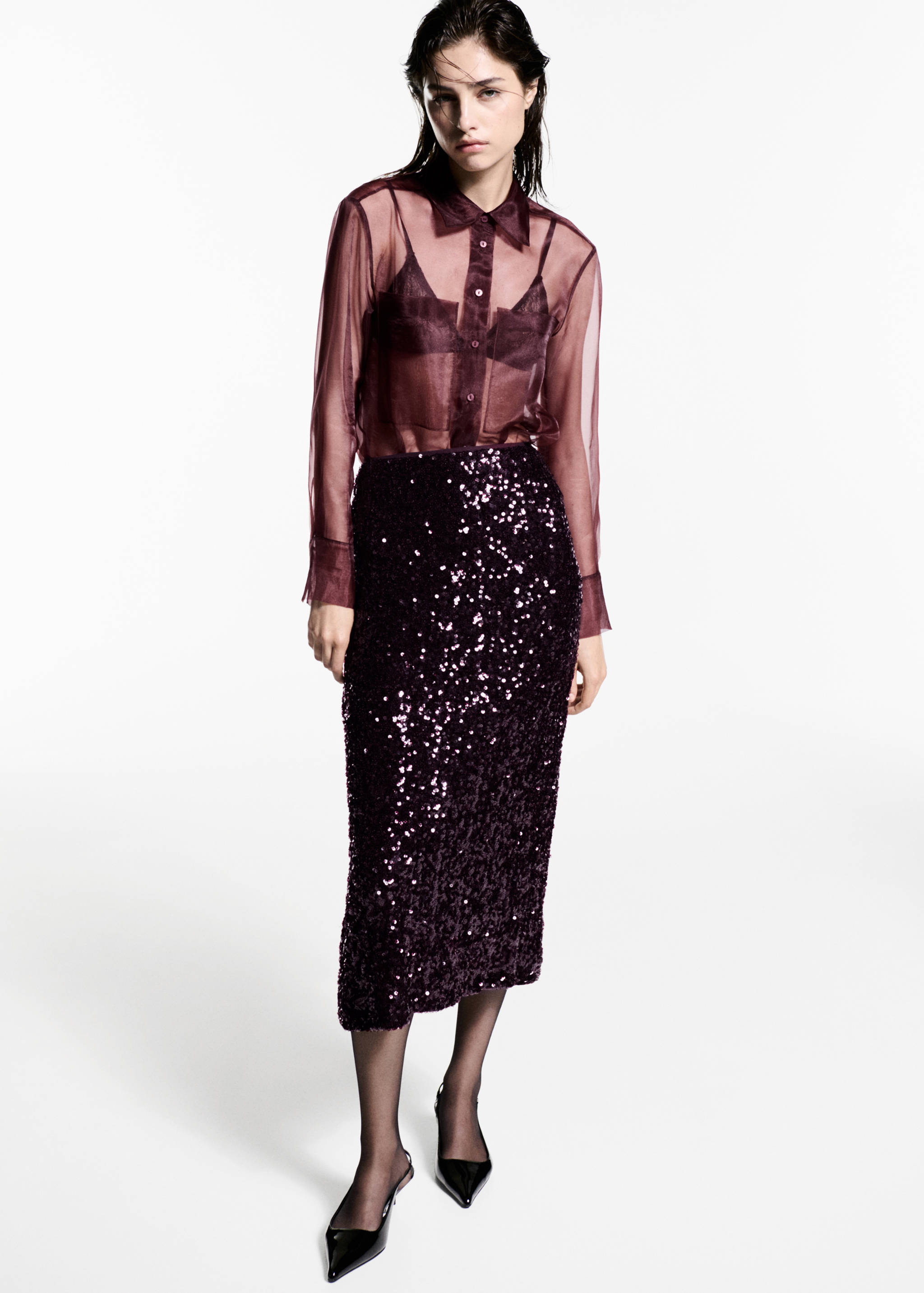 Sequin midi skirt - General plane