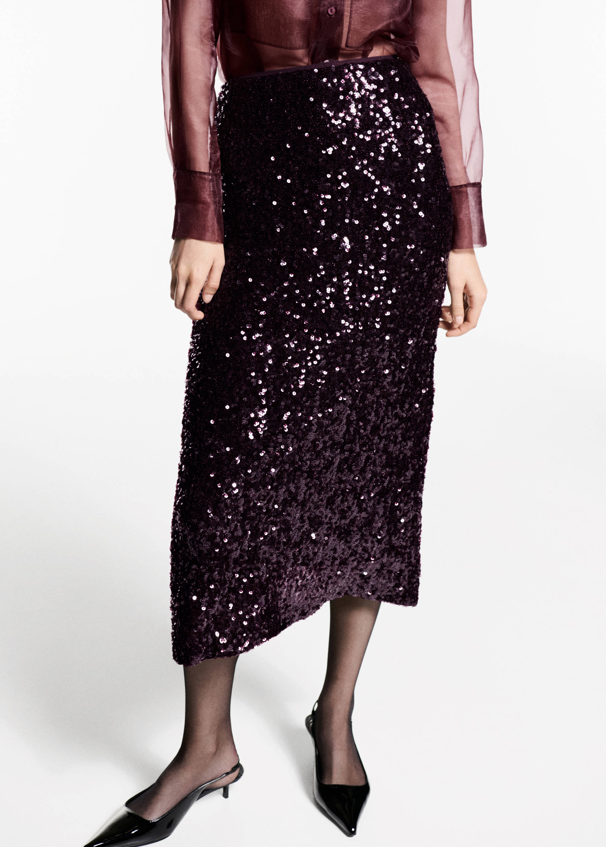 Sequin midi skirt - Medium plane