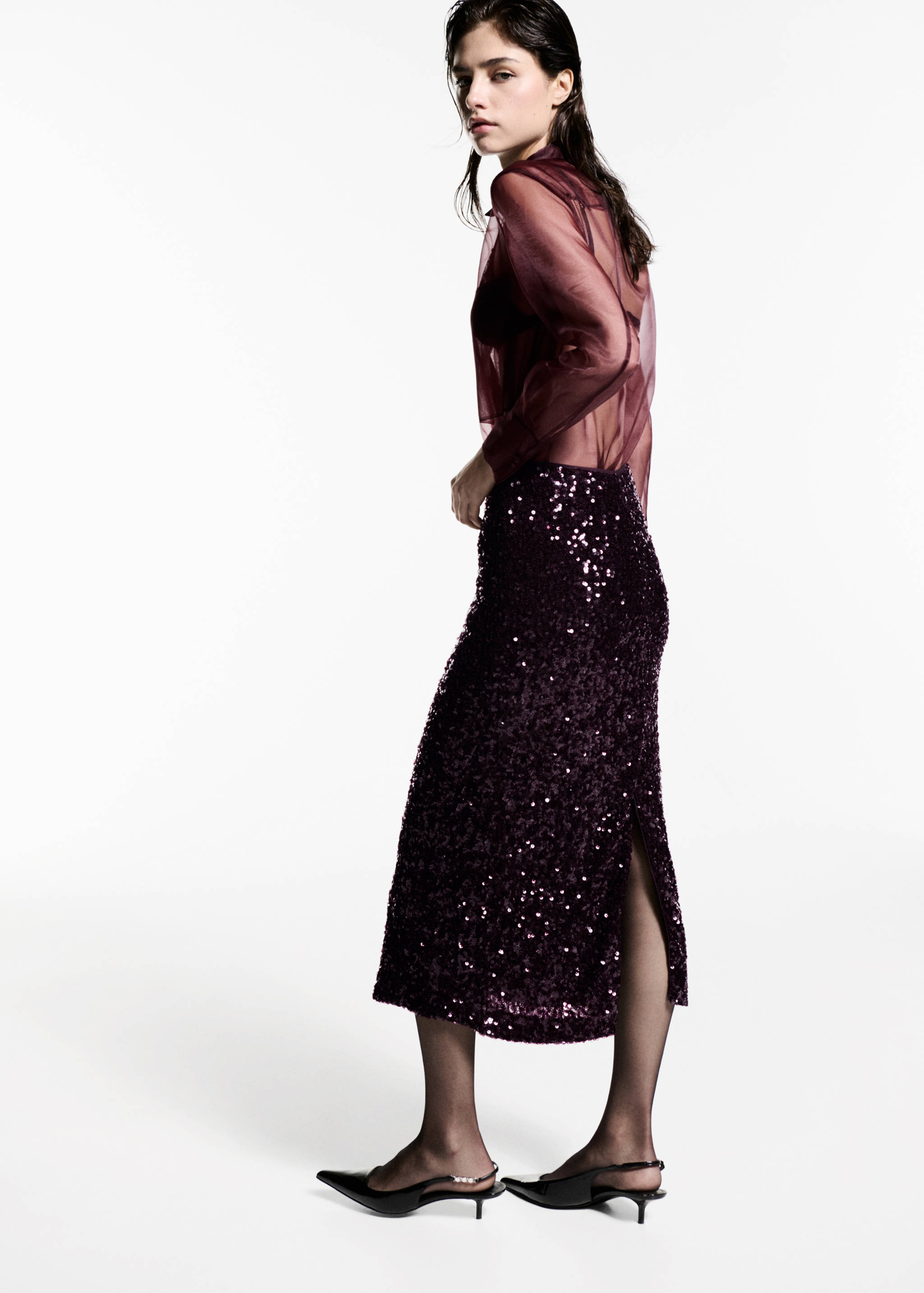 Sequin midi skirt - Reverse of the article