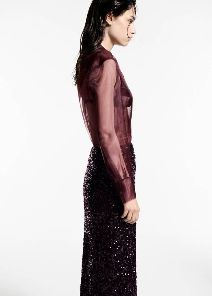 Sequin midi skirt — Burgundy
