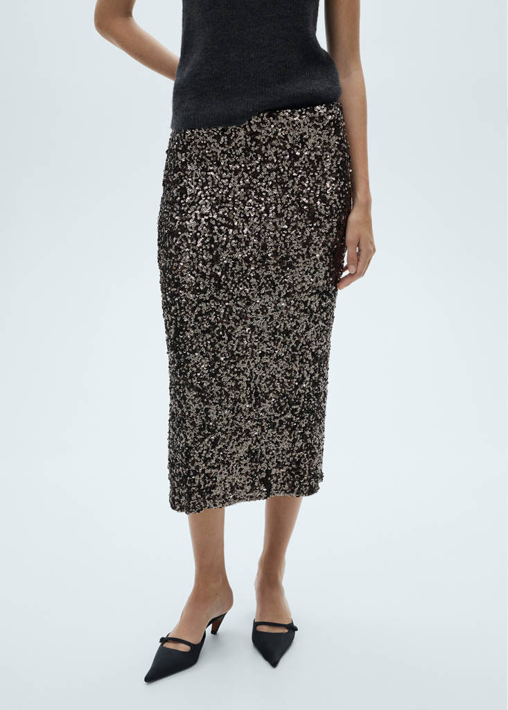 Sequin midi skirt — Charcoal