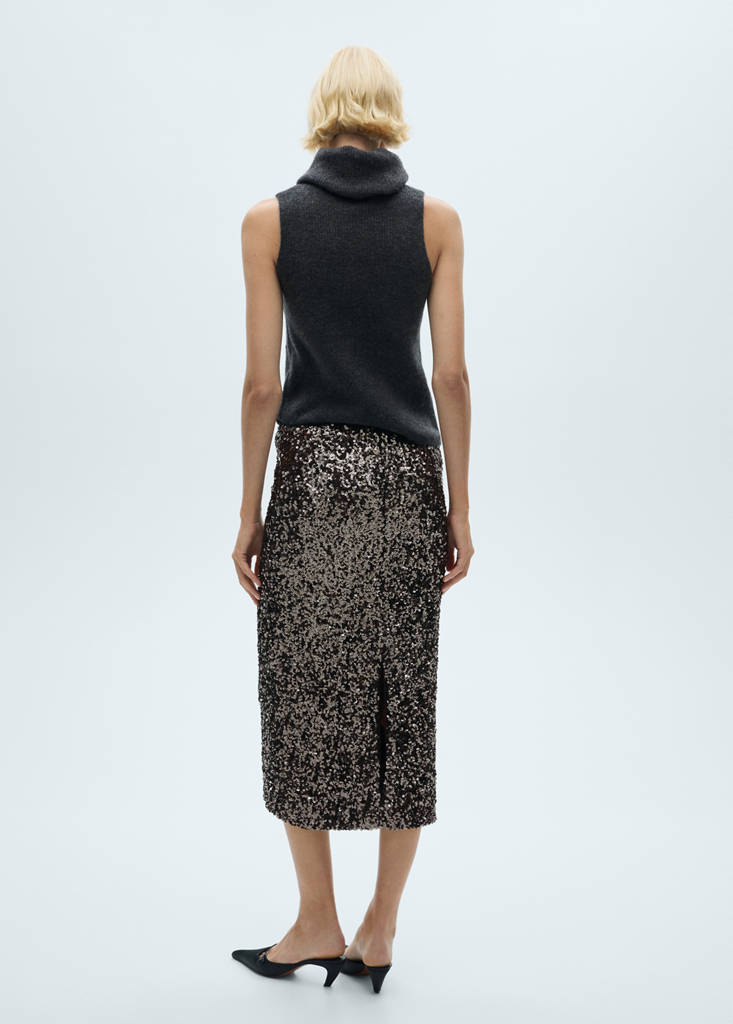 Sequin midi skirt — Charcoal