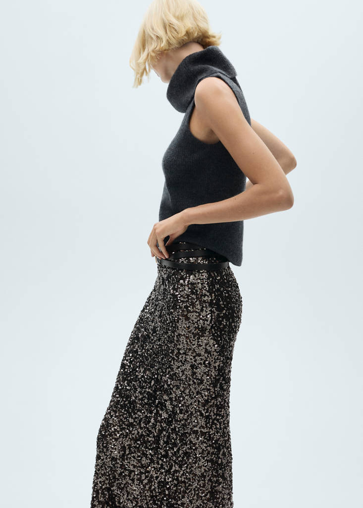Sequin midi skirt — Charcoal