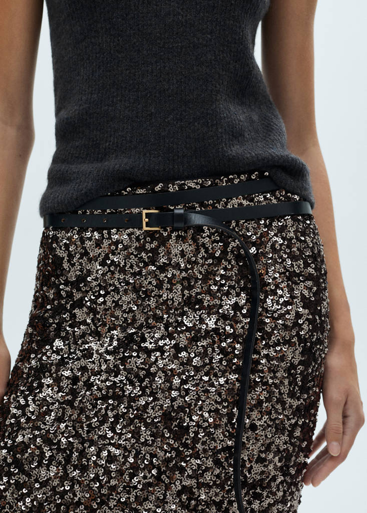 Sequin midi skirt — Charcoal