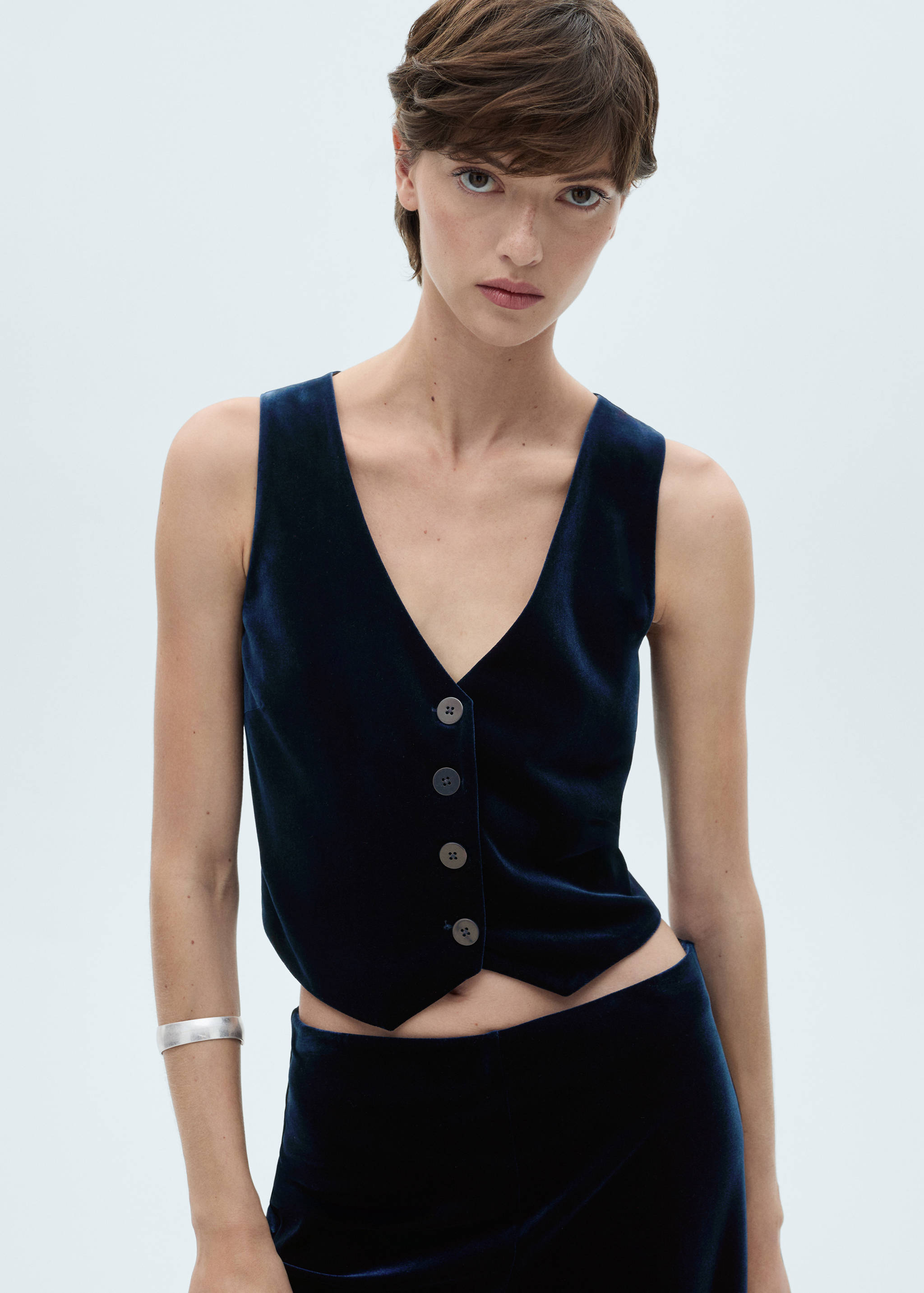 Cropped velvet waistcoat - Medium plane