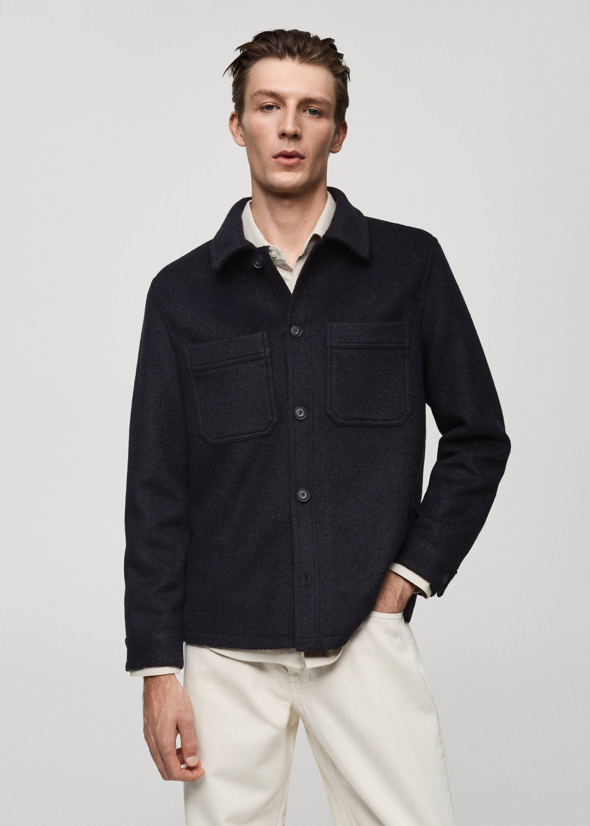Wool jacket with pockets - Medium plane