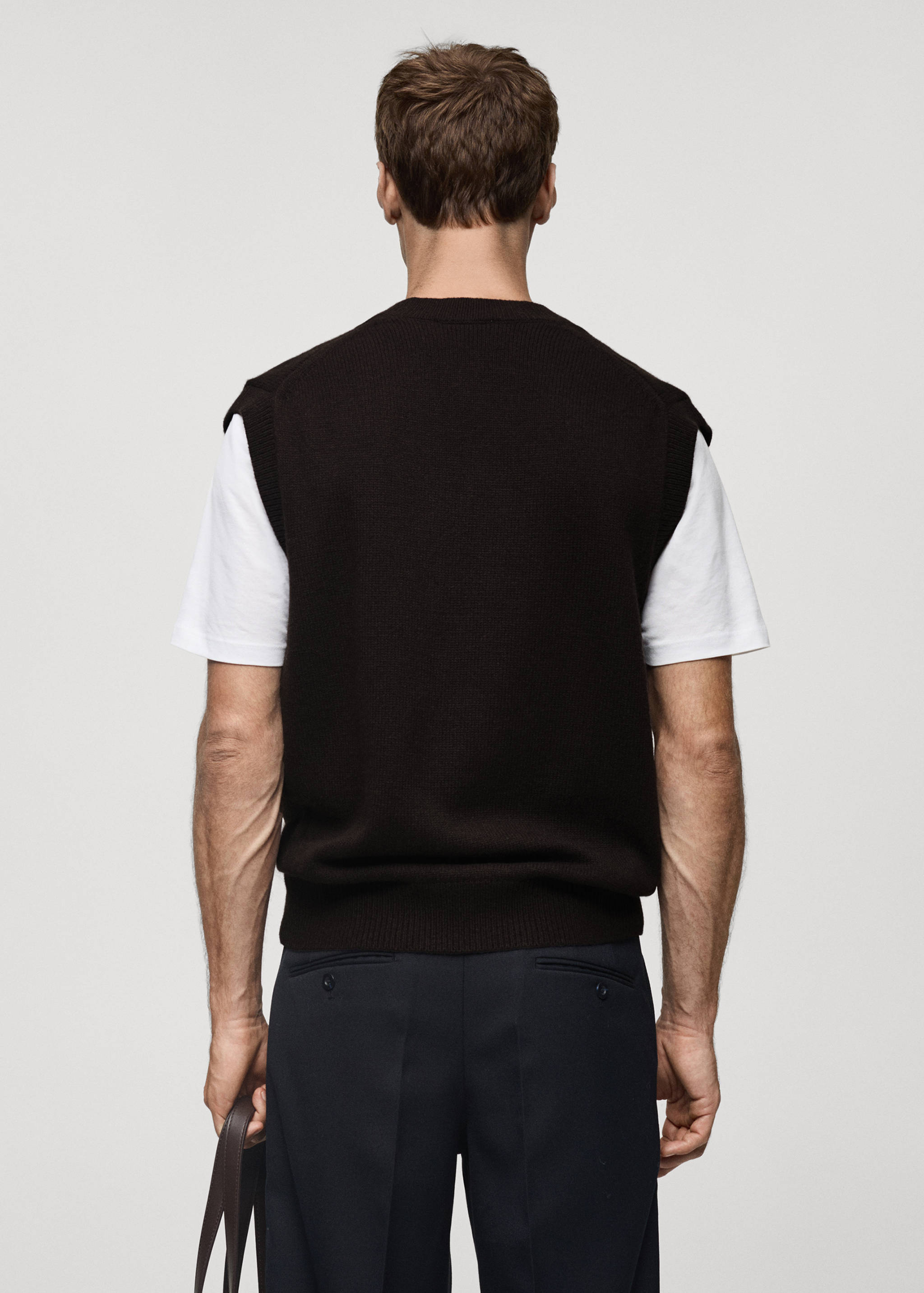 V-neck knitted waistcoat - Reverse of the article