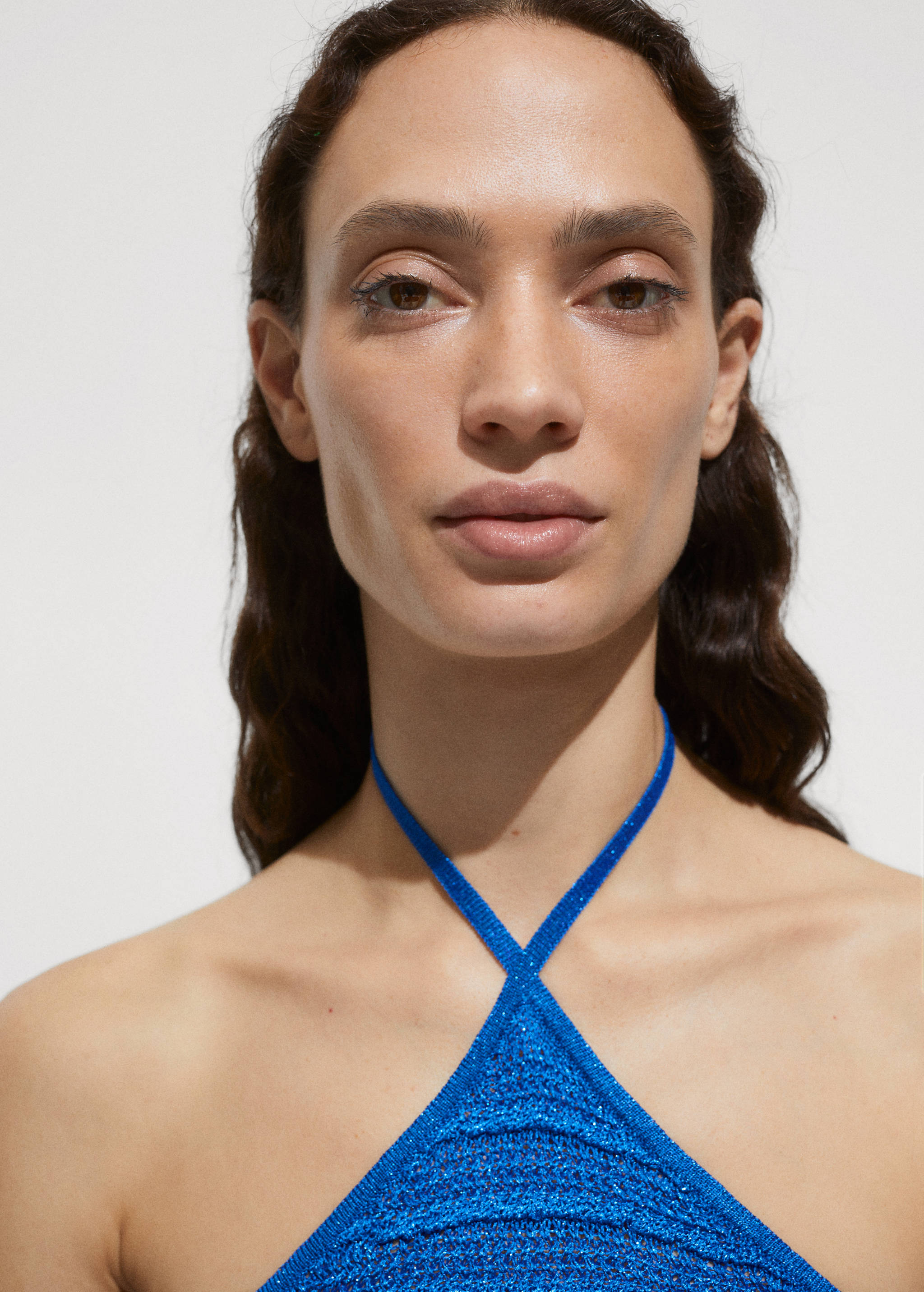 Halter-neck lurex knitted dress - Details of the article 1