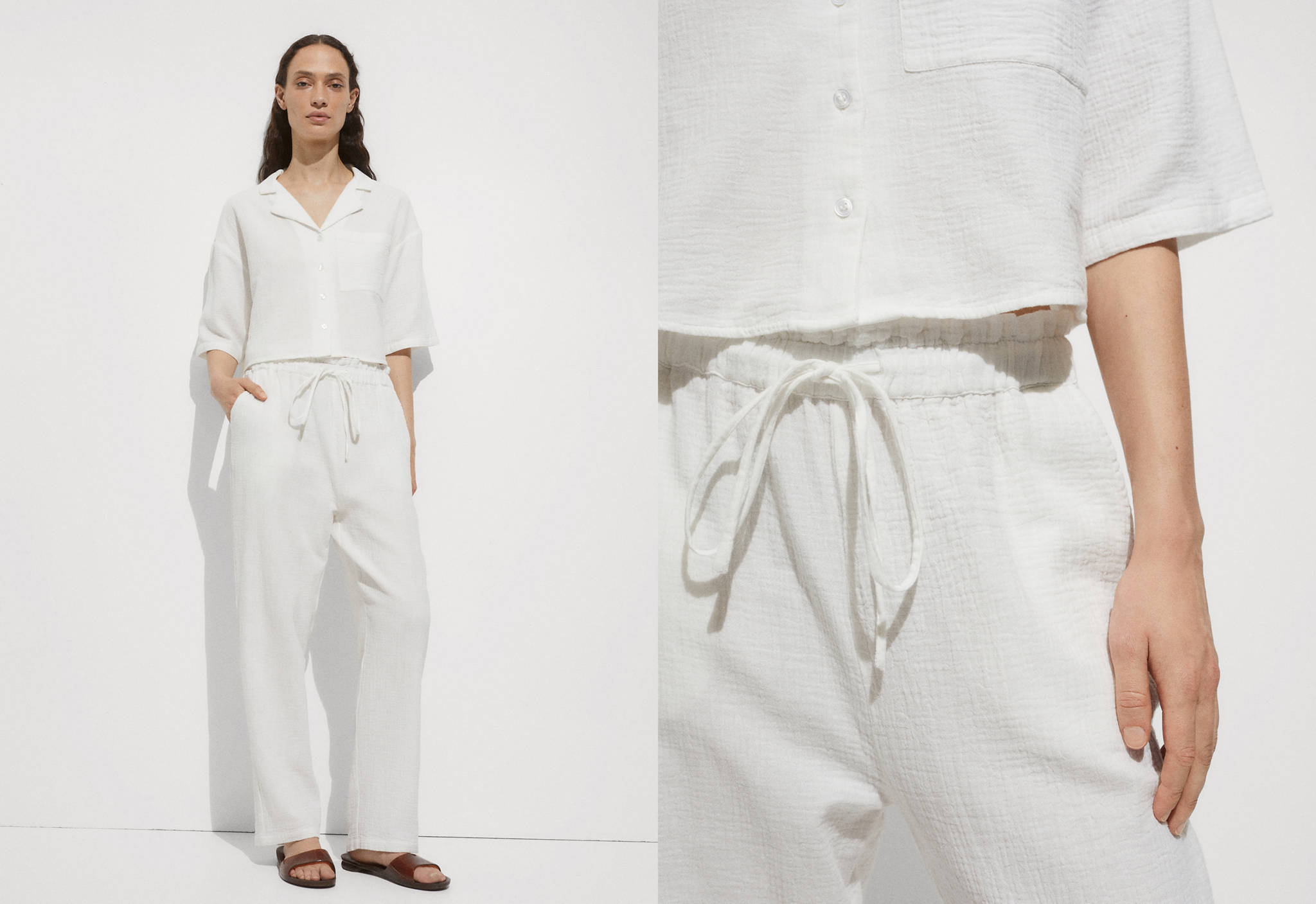 Elastic waist cotton trousers - Panoramic plane