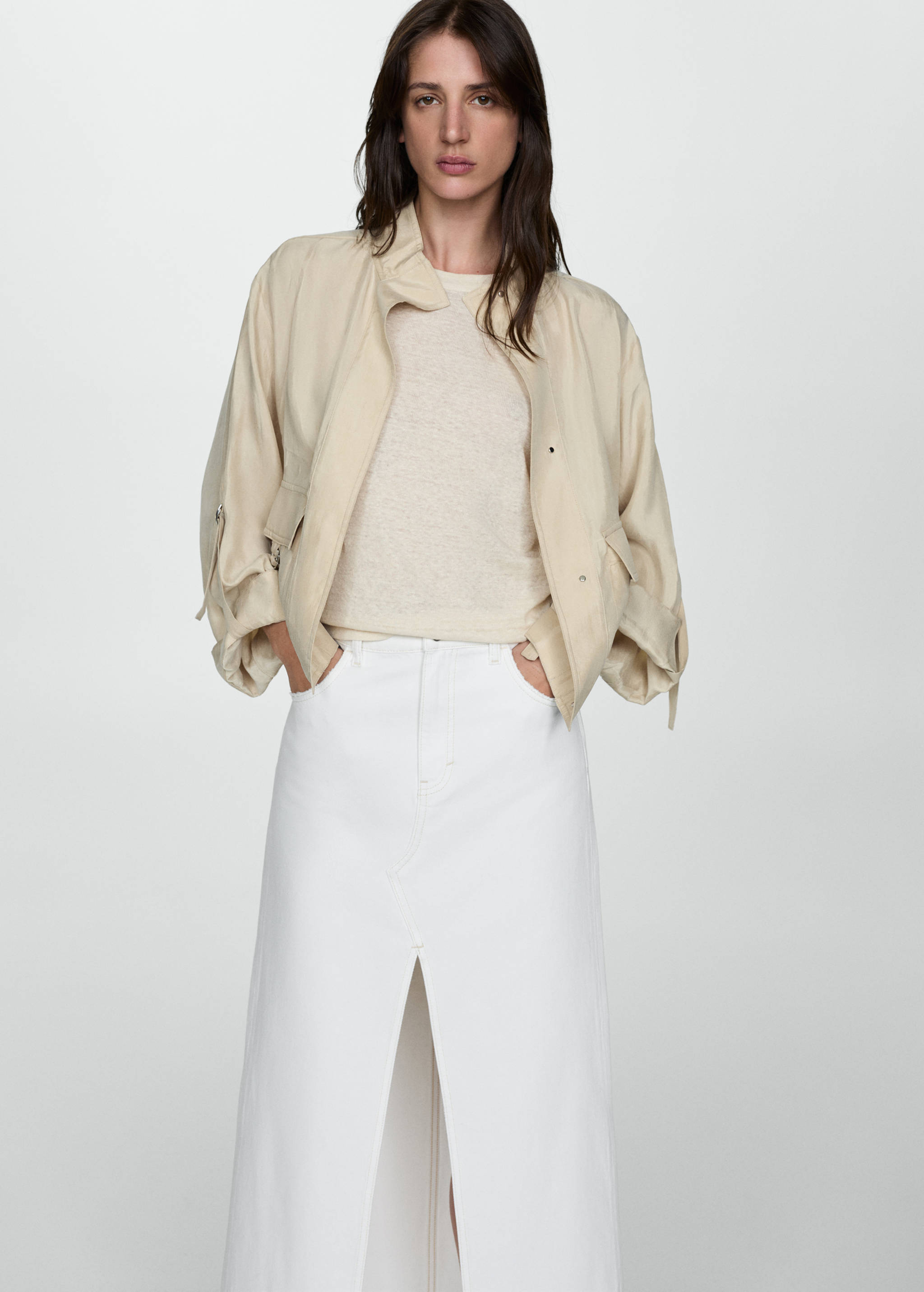 Slit denim skirt - Details of the article 1