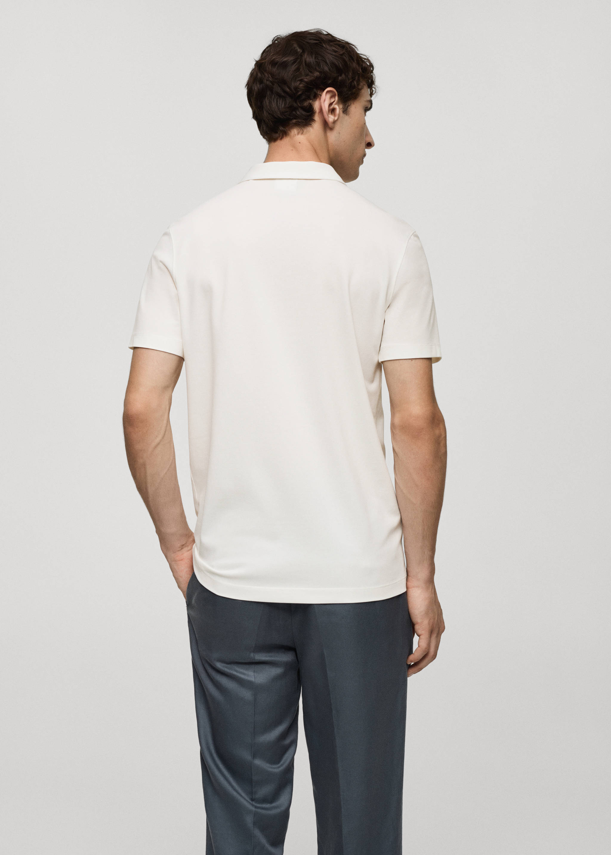 Slim-fit cotton piqué textured polo shirt - Reverse of the article