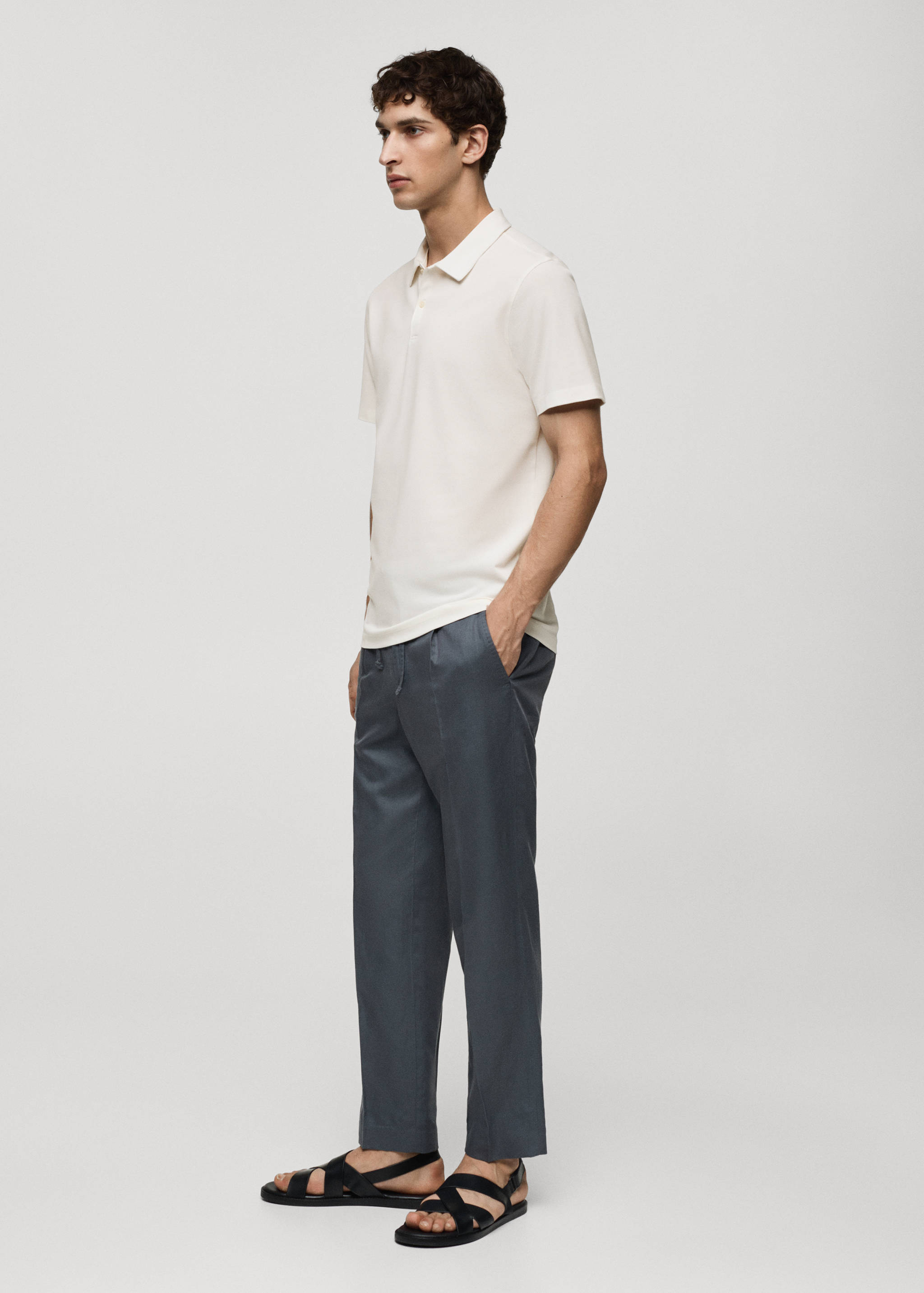 Slim-fit cotton piqué textured polo shirt - Details of the article 2