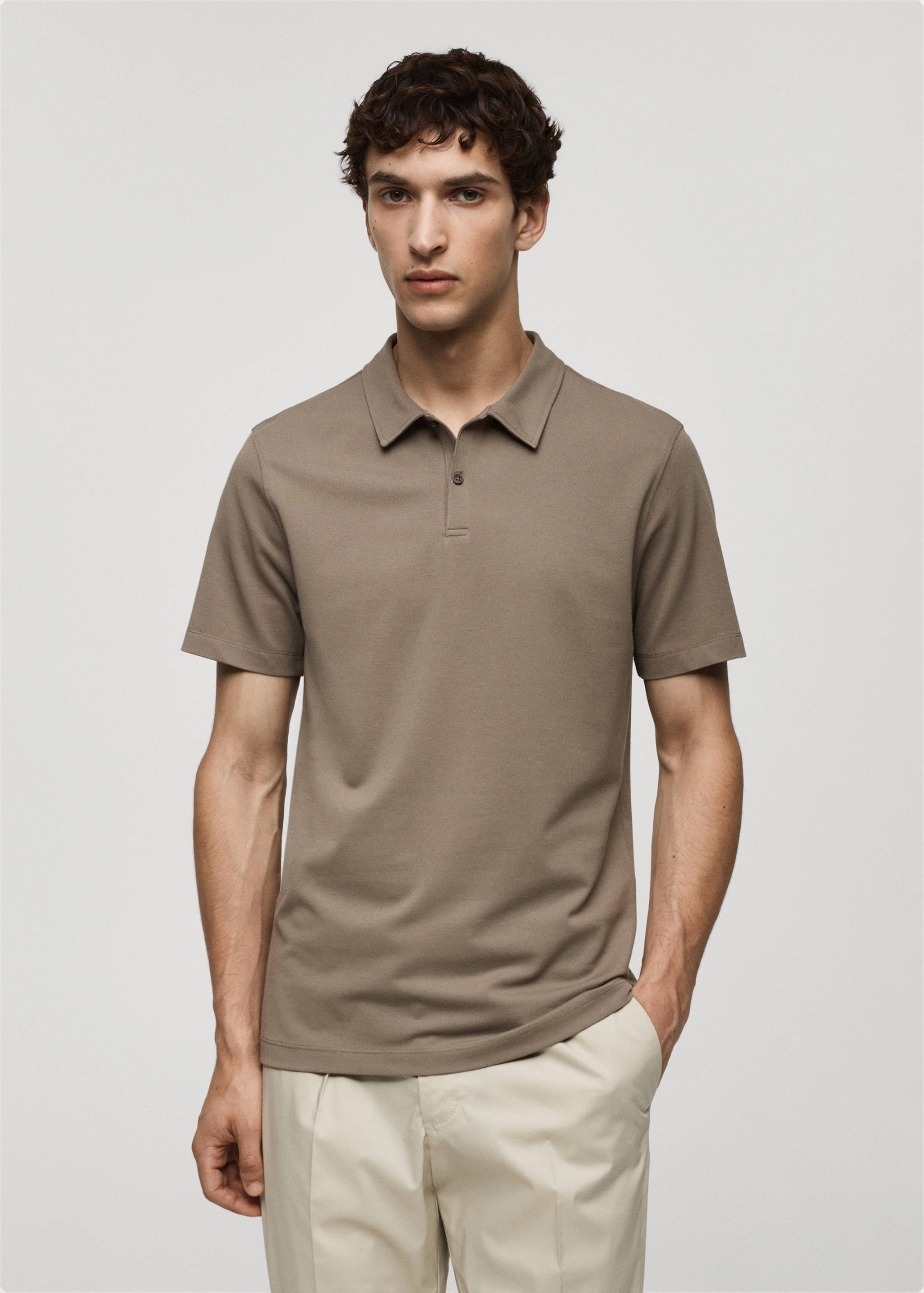 Slim-fit cotton piqué textured polo shirt - Medium plane