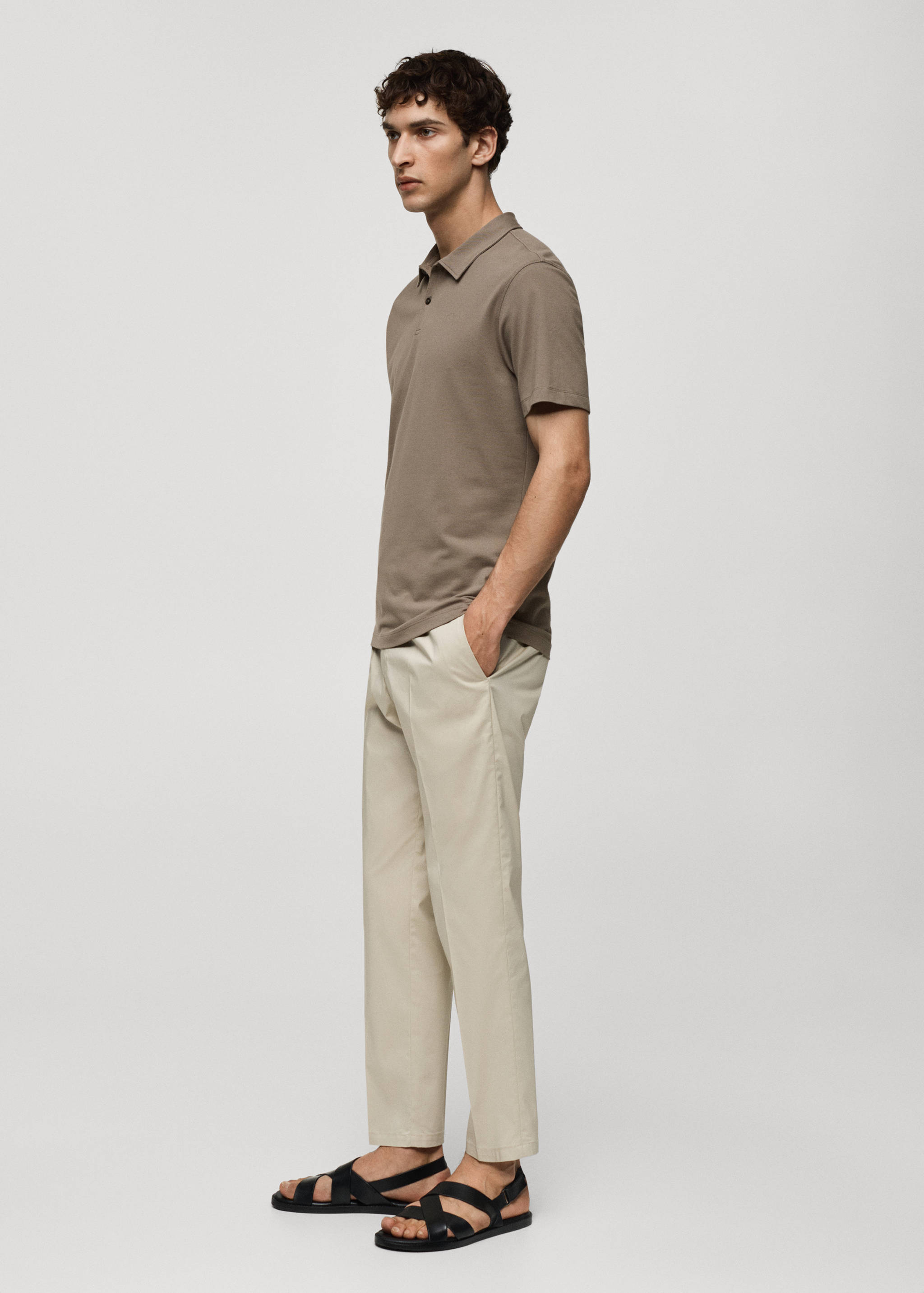 Slim-fit cotton piqué textured polo shirt - Details of the article 2