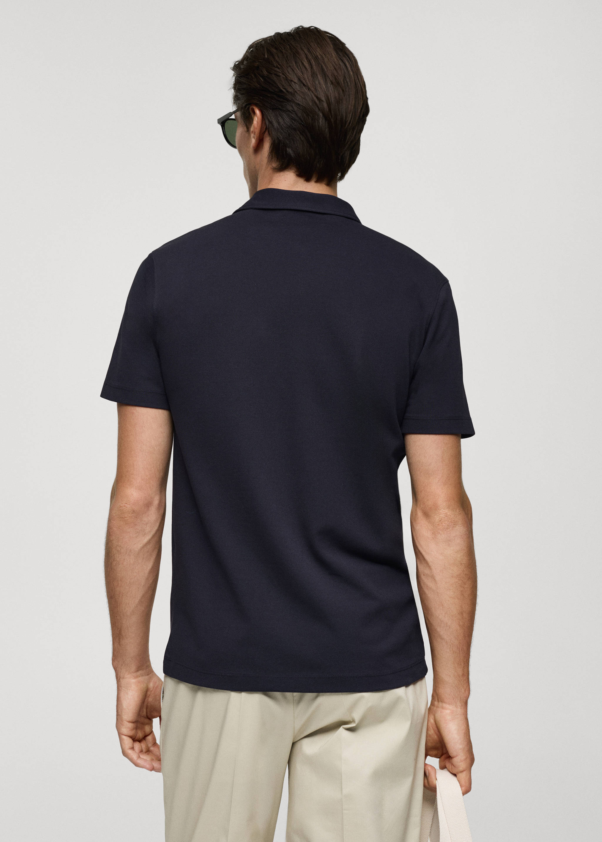 Slim-fit cotton piqué textured polo shirt - Reverse of the article