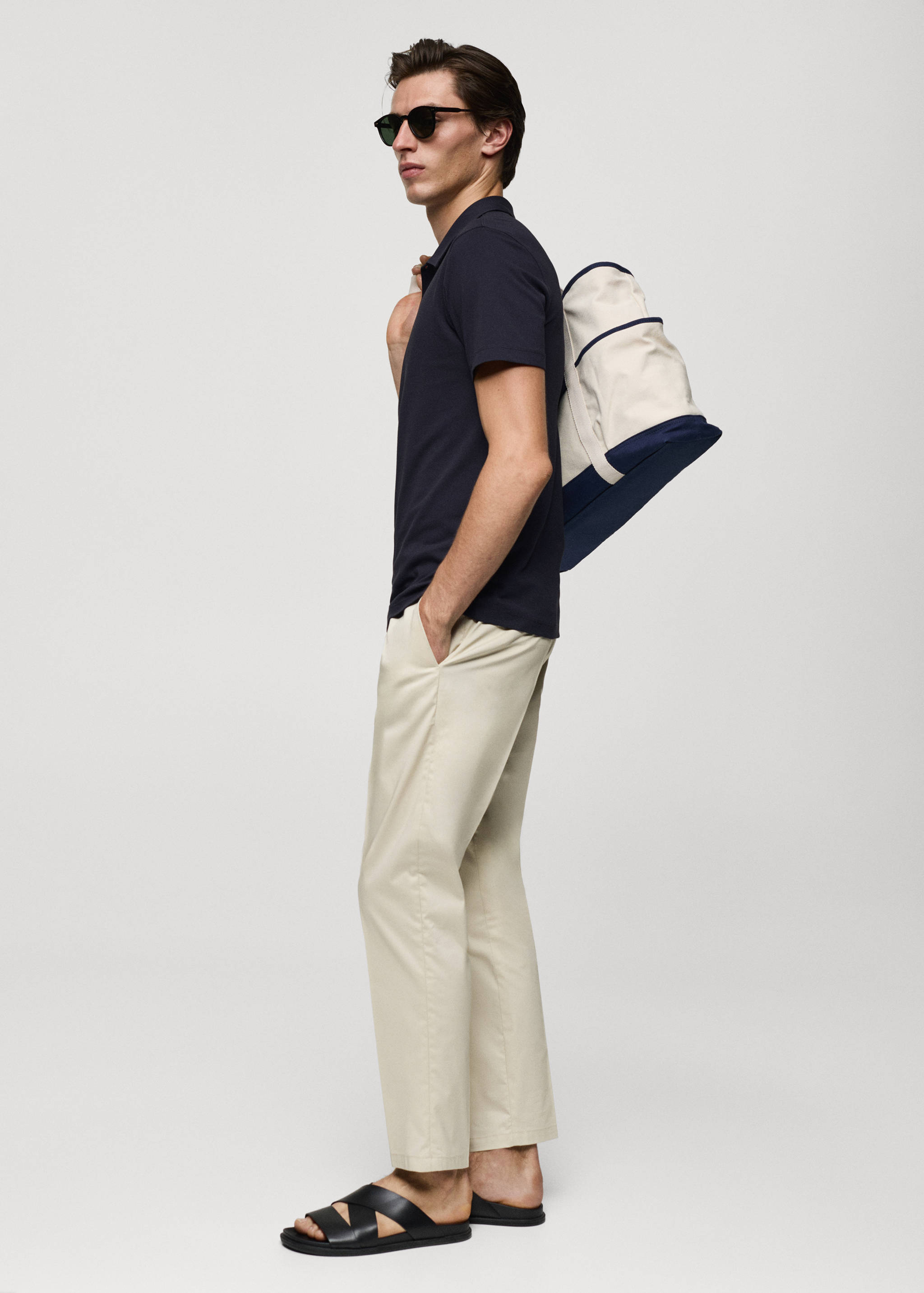 Slim-fit cotton piqué textured polo shirt - Details of the article 2