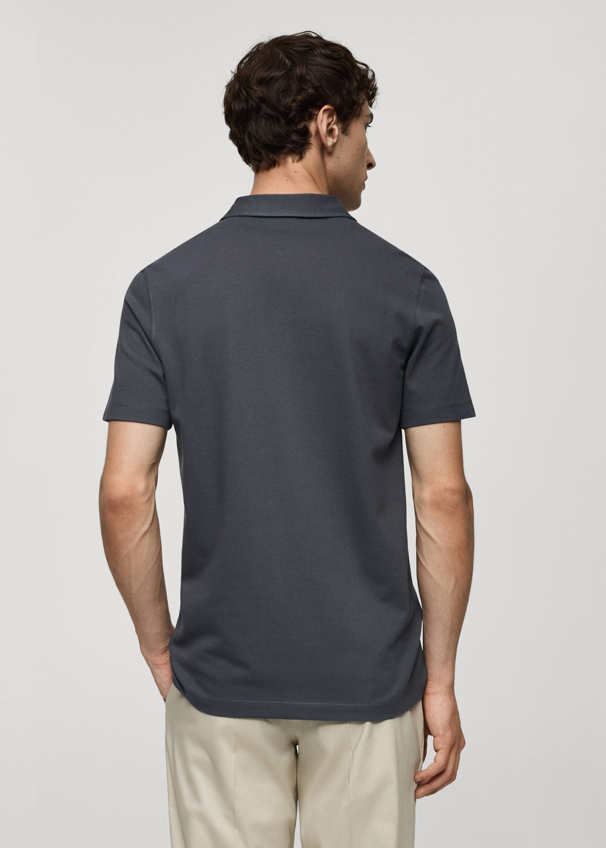Slim-fit cotton piqué textured polo shirt - Reverse of the article
