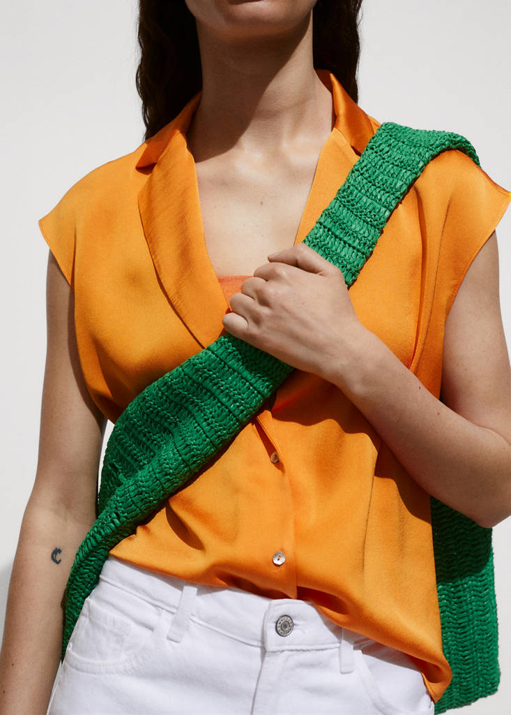 Satin finish flowy shirt — Orange