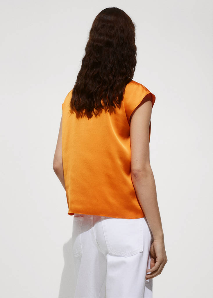Satin finish flowy shirt — Orange