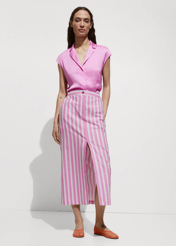 Satin finish flowy shirt — Pink