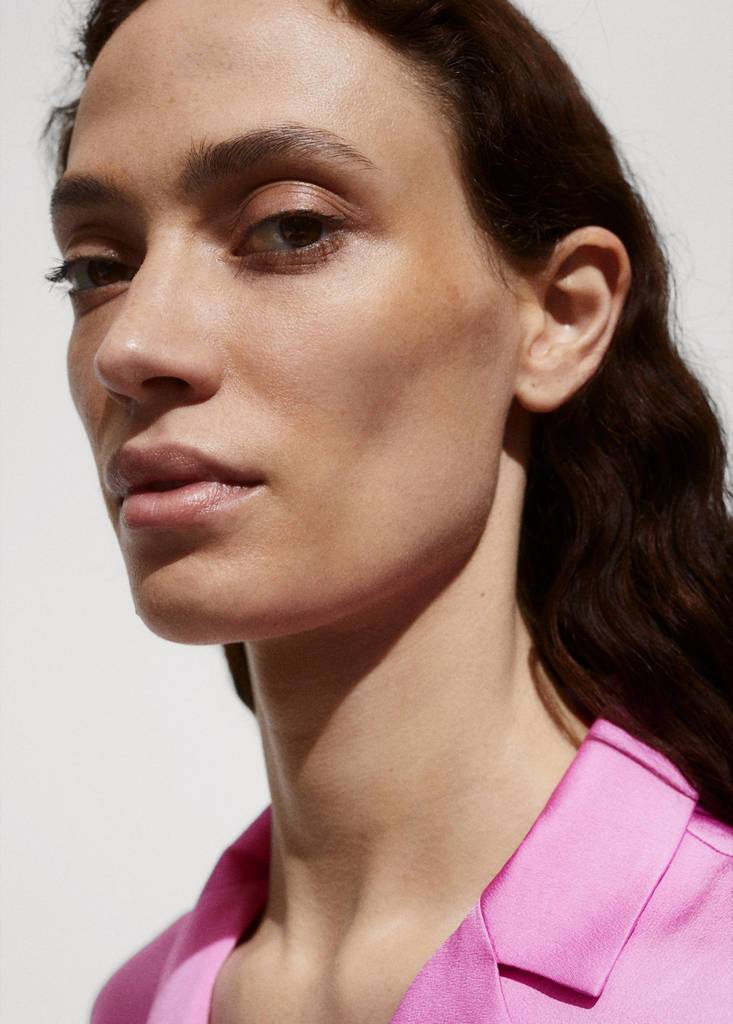 Satin finish flowy shirt — Pink