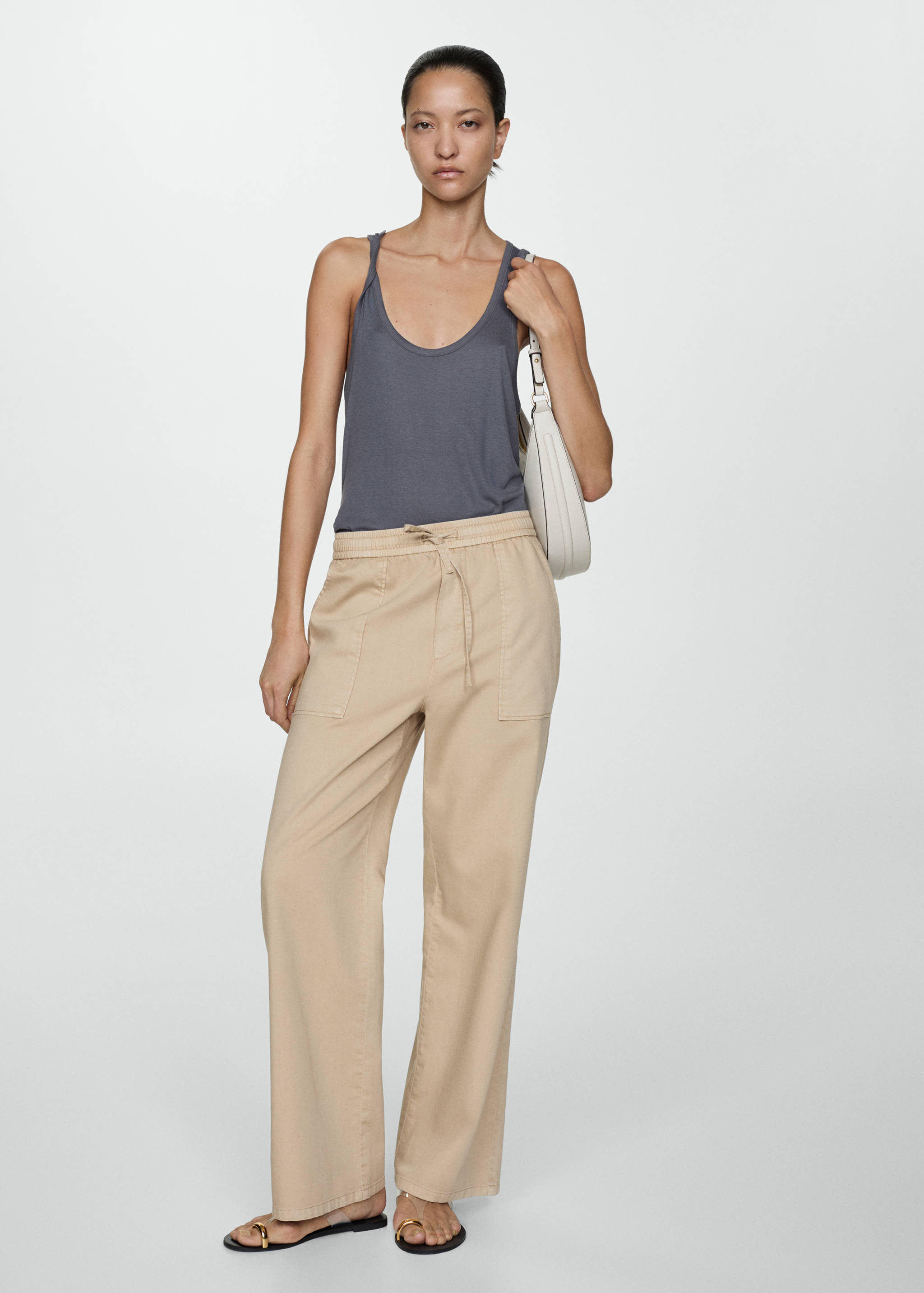 Elastic waist cotton trousers - General plane