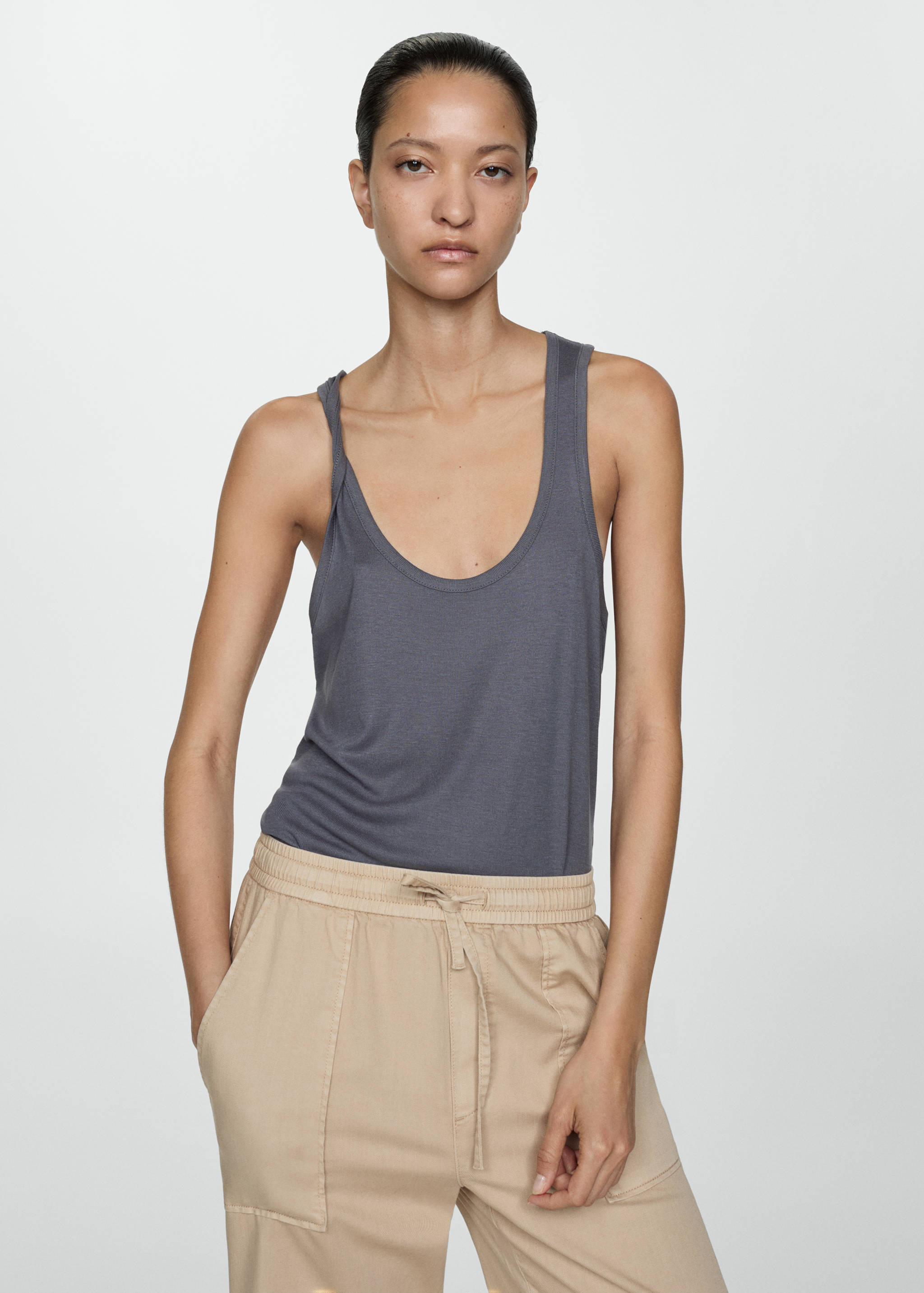 Elastic waist cotton trousers - Details of the article 1