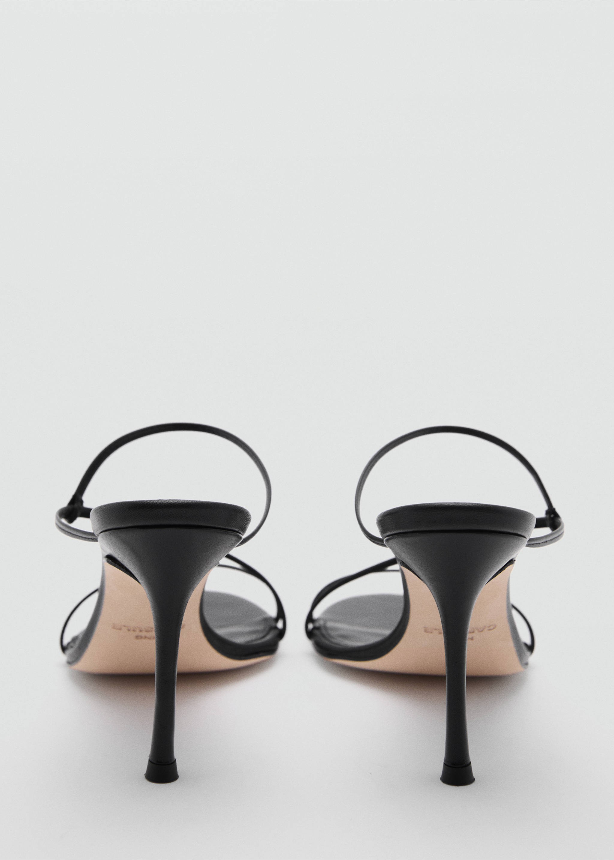 Heeled leather sandals with straps - Details of the article 1, Black. Ref: 77070380-00.
