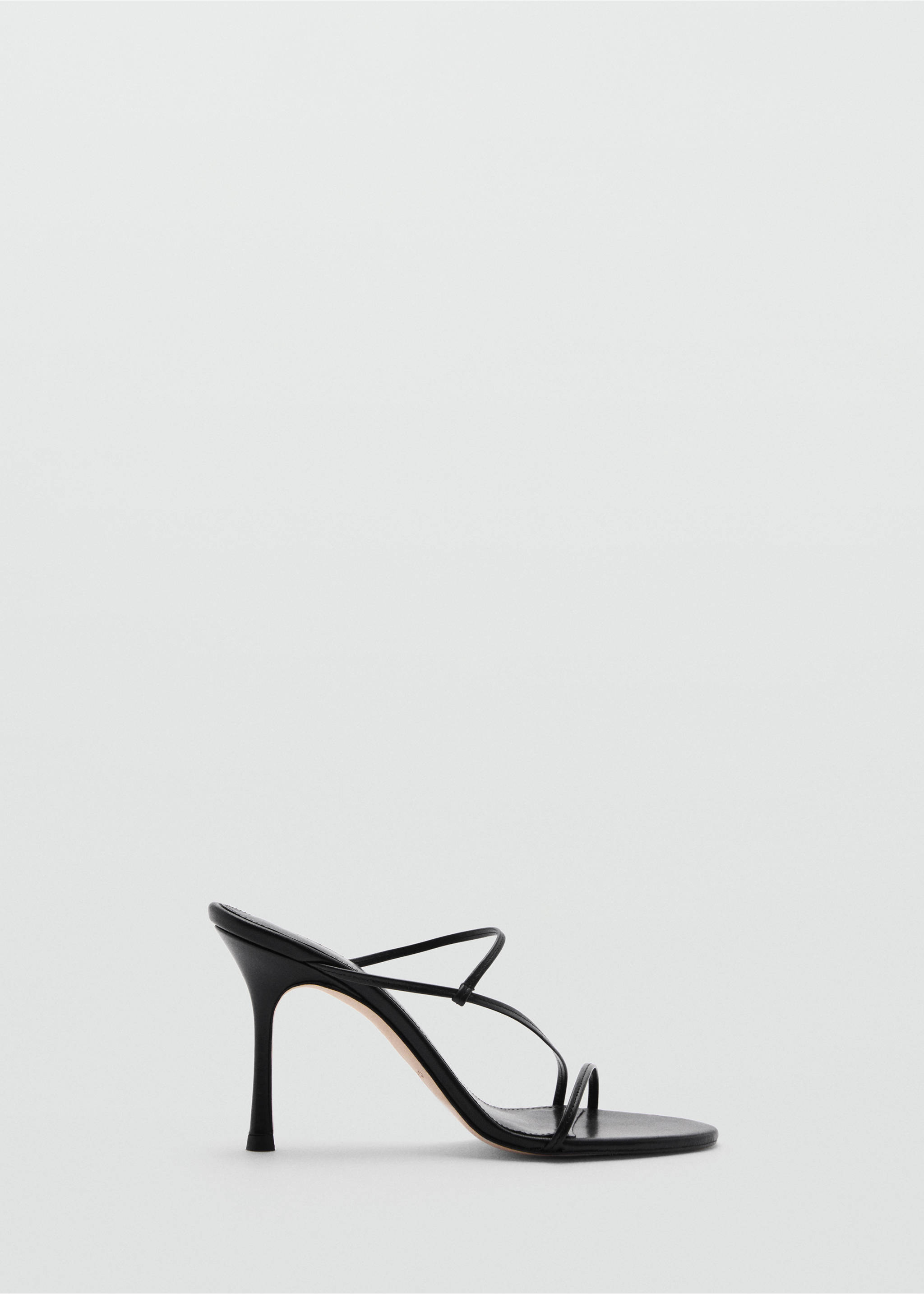 Heeled leather sandals with straps - Article without model, Black. Ref: 77070380-00.