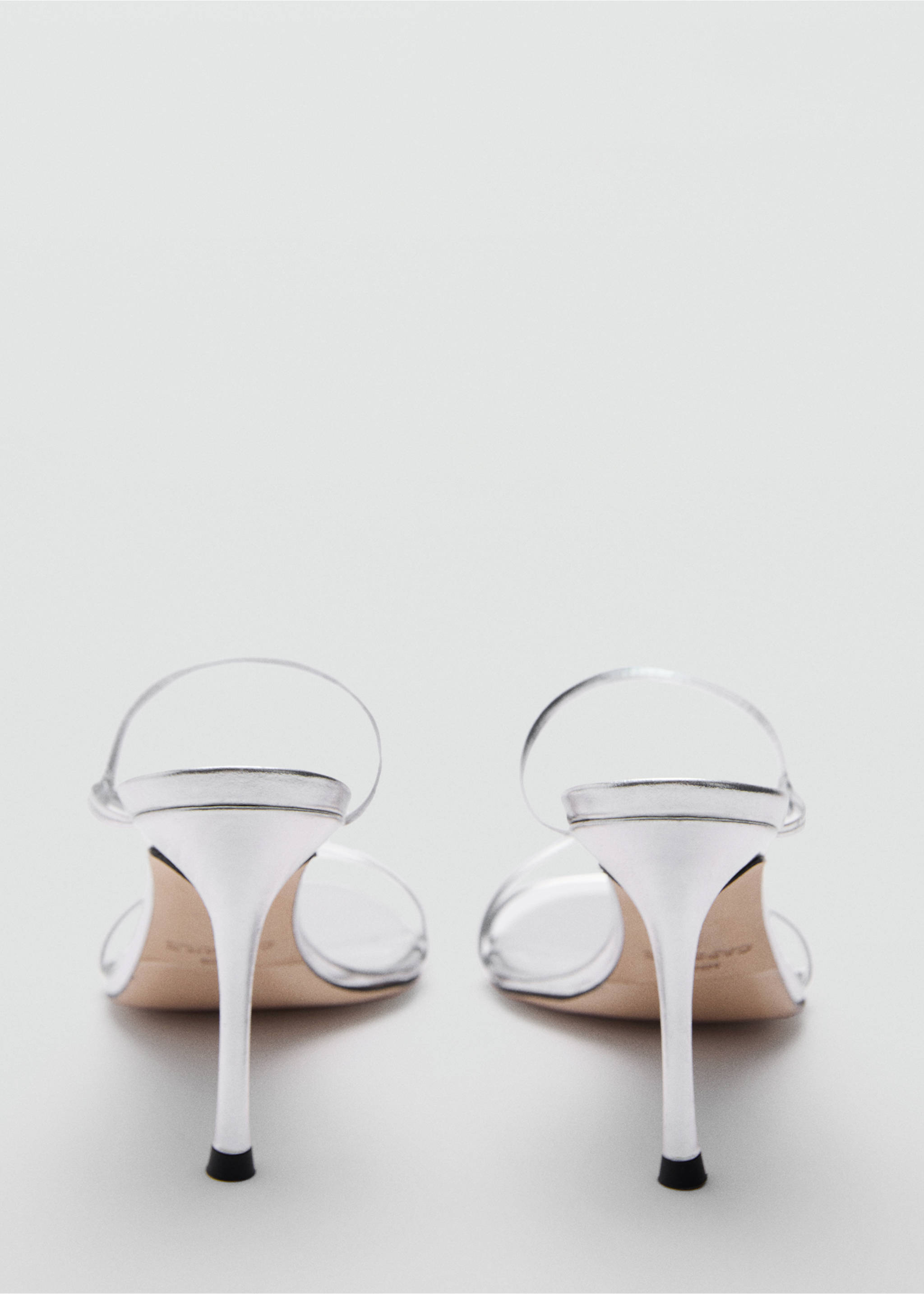 Heeled leather sandals with straps - Details of the article 1, Silver. Ref: 77070380-00.