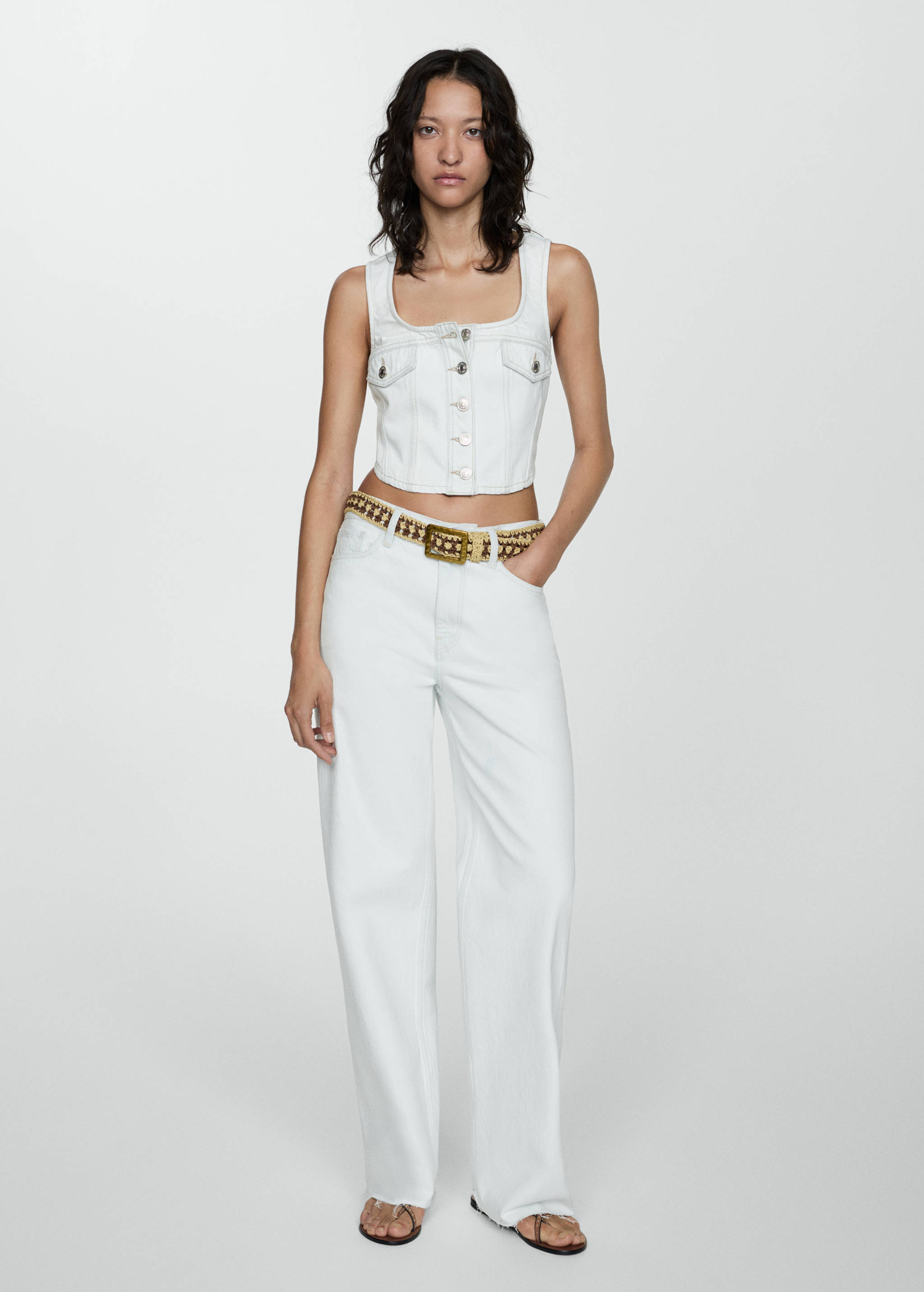 Crop-Jeansweste mit Taschen - Allgemeine Ansicht